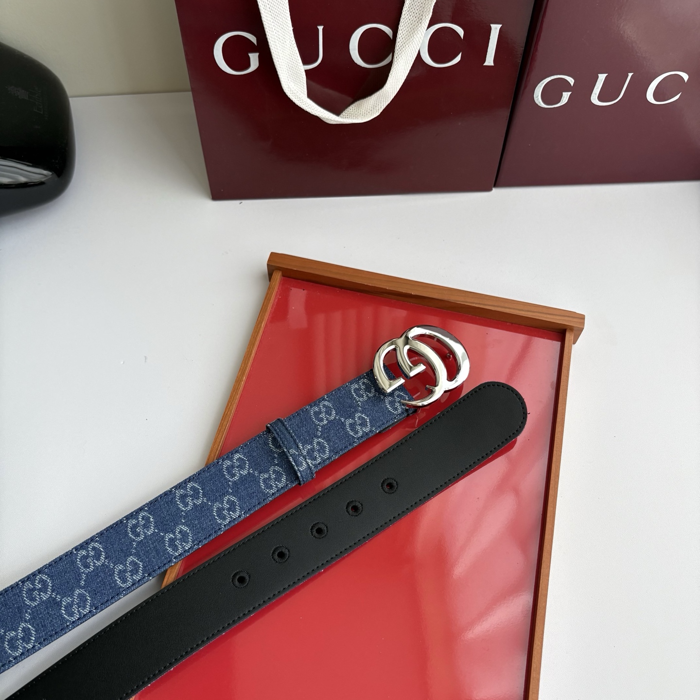 Gucci 经典原单品质，牛仔织布面搭配原版平纹底，精品铜扣，精工制作，细节看图，实物拍摄，高端奢华，宽度4.0cm