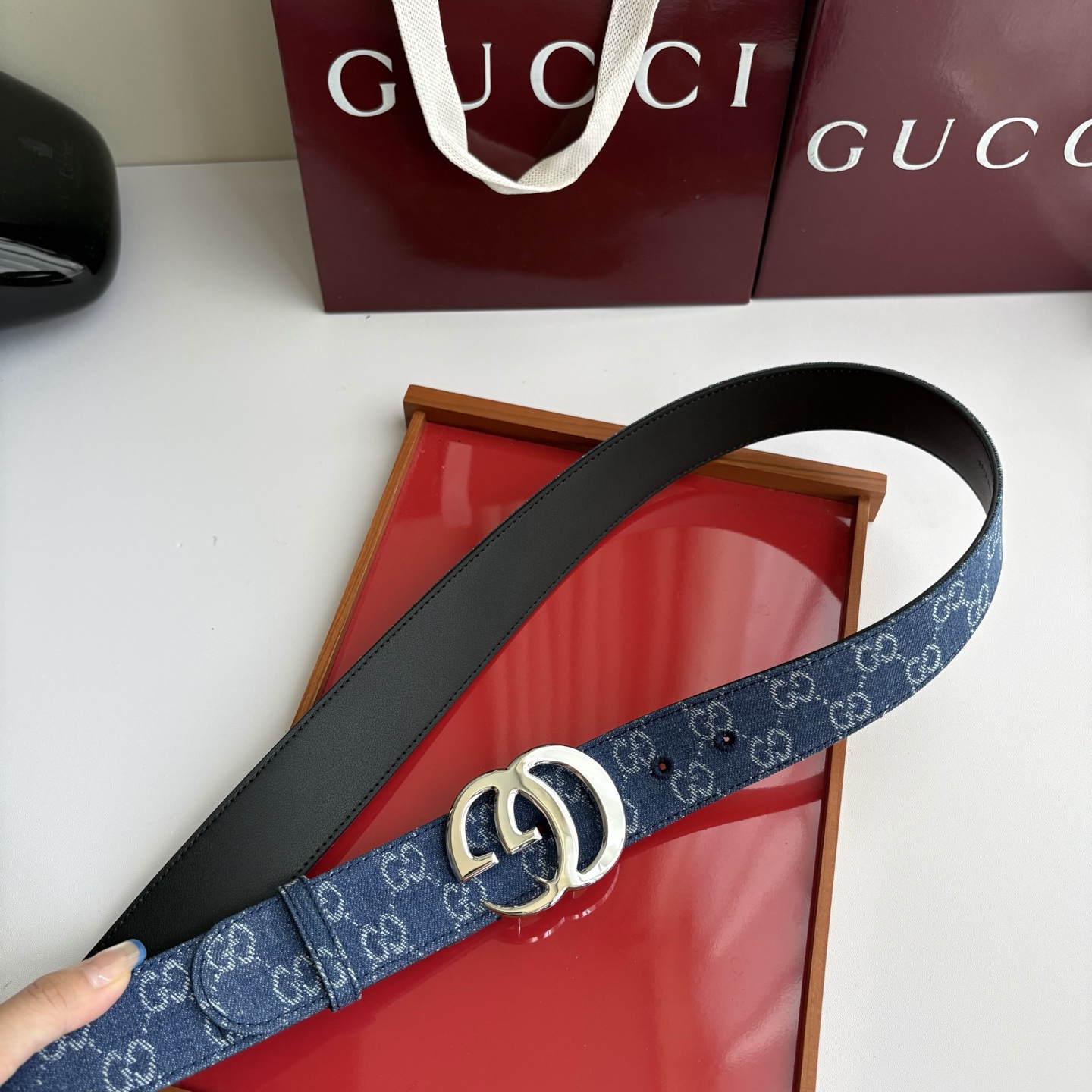 Gucci 经典原单品质，牛仔织布面搭配原版平纹底，精品铜扣，精工制作，细节看图，实物拍摄，高端奢华，宽度4.0cm