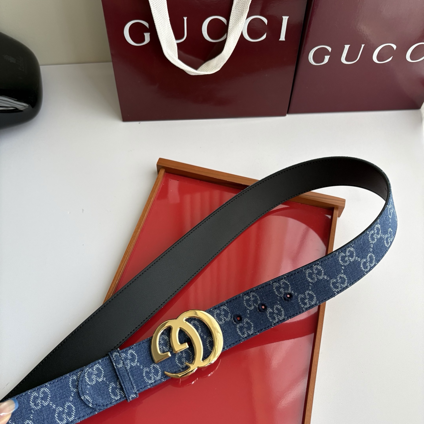Gucci 经典原单品质，牛仔织布面搭配原版平纹底，精品铜扣，精工制作，细节看图，实物拍摄，高端奢华，宽度4.0cm