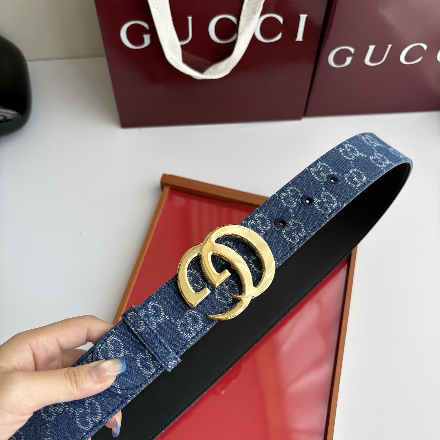 Gucci 经典原单品质，牛仔织布面搭配原版平纹底，精品铜扣，精工制作，细节看图，实物拍摄，高端奢华，宽度4.0cm
