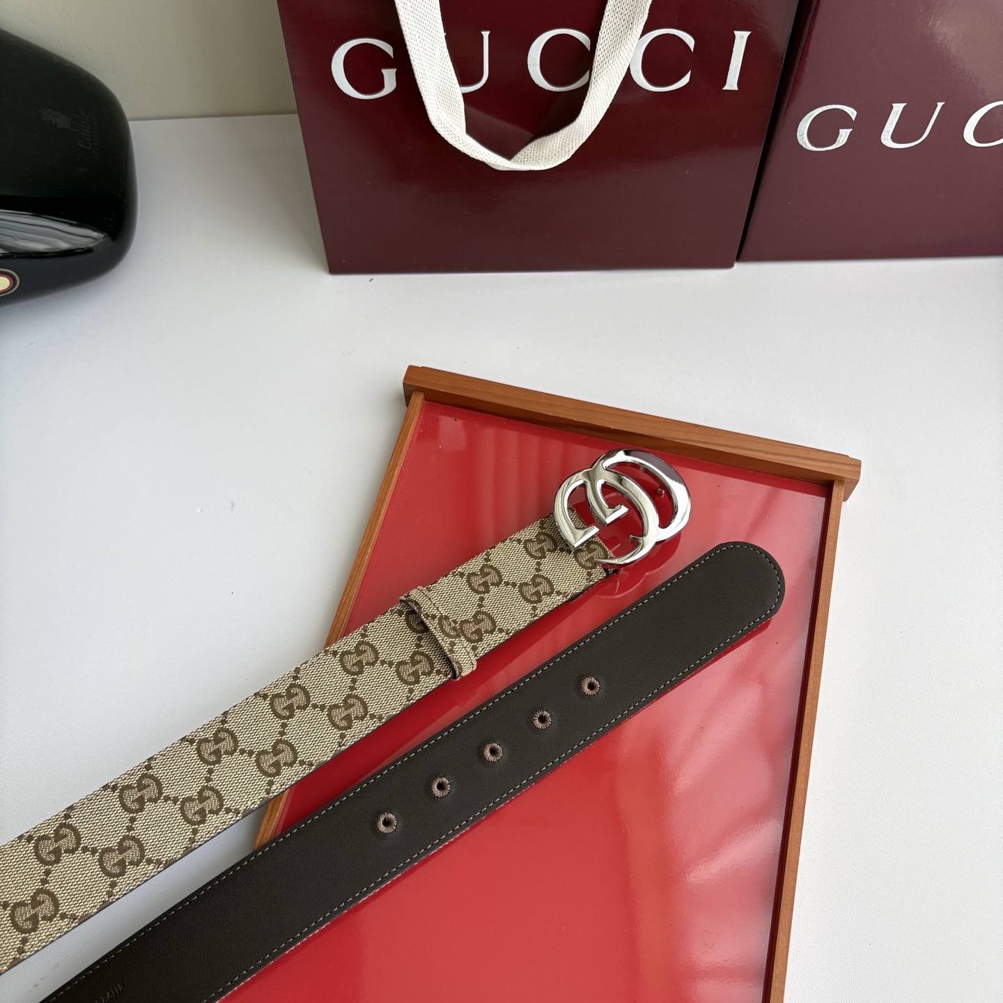 Gucci 经典原单品质，印花织布面搭配原版平纹底，精品铜扣，精工制作，细节看图，实物拍摄，高端奢华，宽度4.0cm