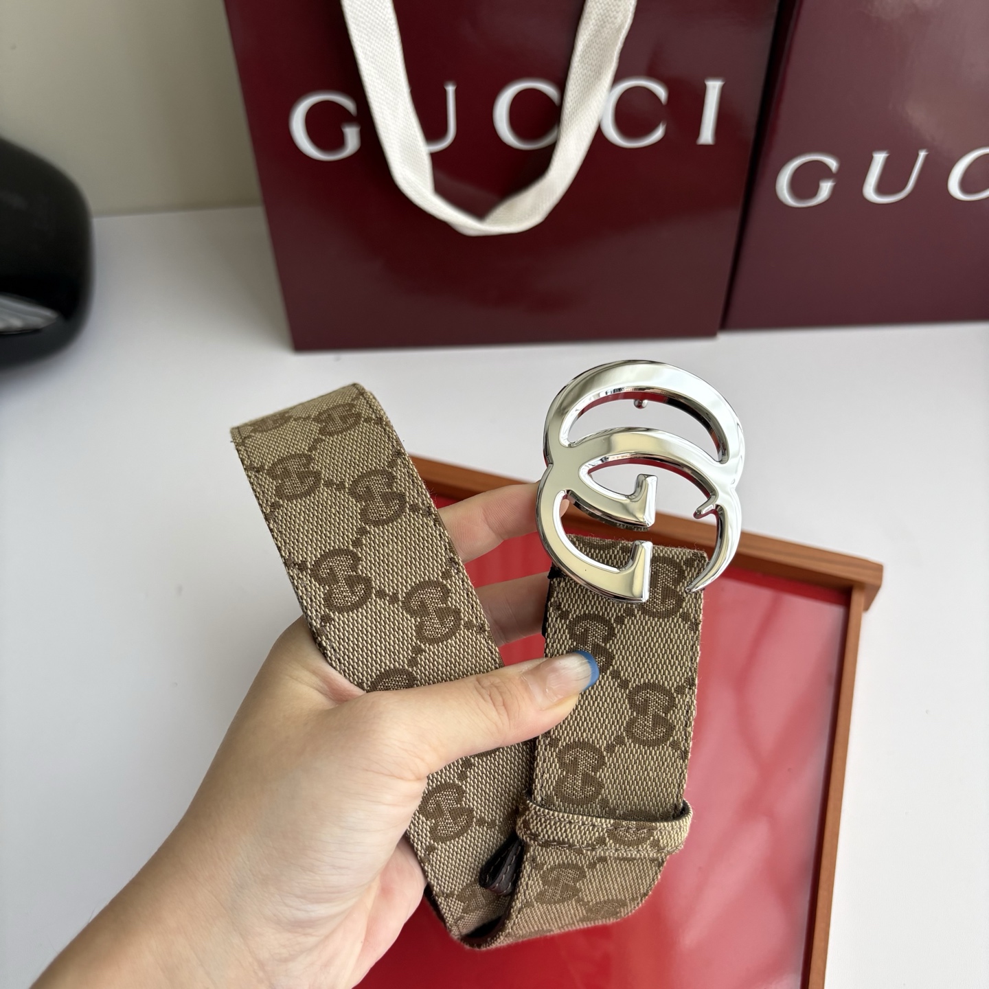 Gucci 经典原单品质，印花织布面搭配原版平纹底，精品铜扣，精工制作，细节看图，实物拍摄，高端奢华，宽度4.0cm