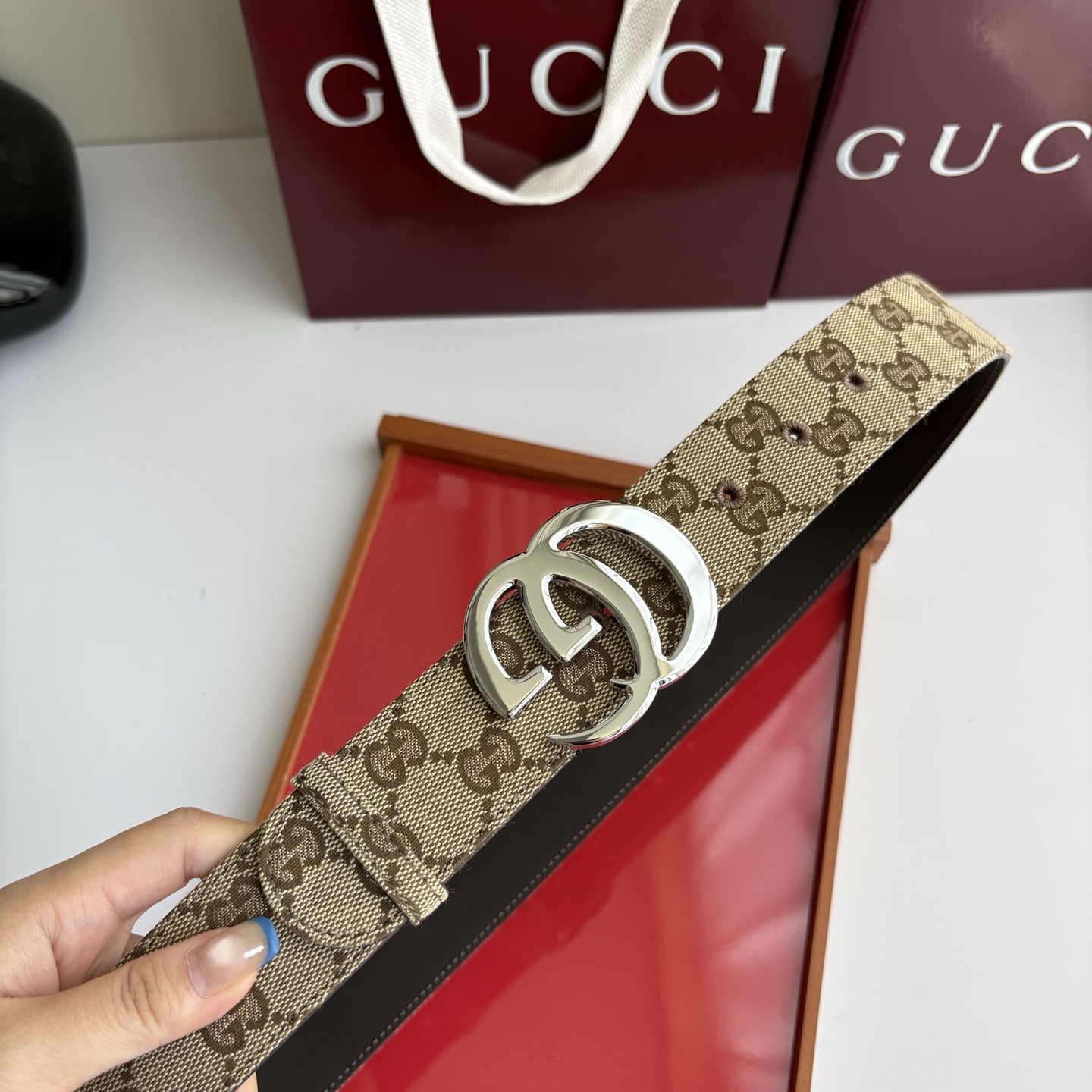 Gucci 经典原单品质，印花织布面搭配原版平纹底，精品铜扣，精工制作，细节看图，实物拍摄，高端奢华，宽度4.0cm