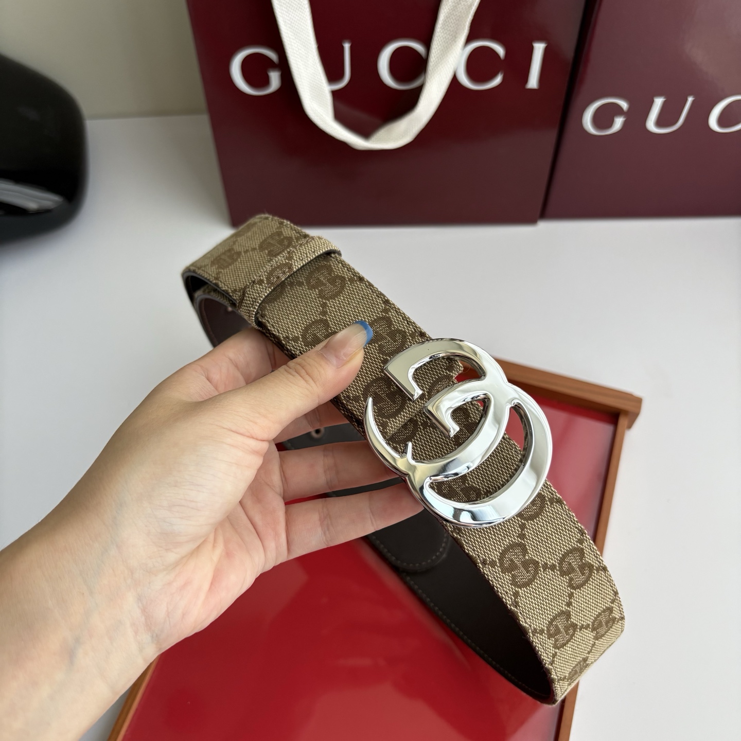 Gucci 经典原单品质，印花织布面搭配原版平纹底，精品铜扣，精工制作，细节看图，实物拍摄，高端奢华，宽度4.0cm