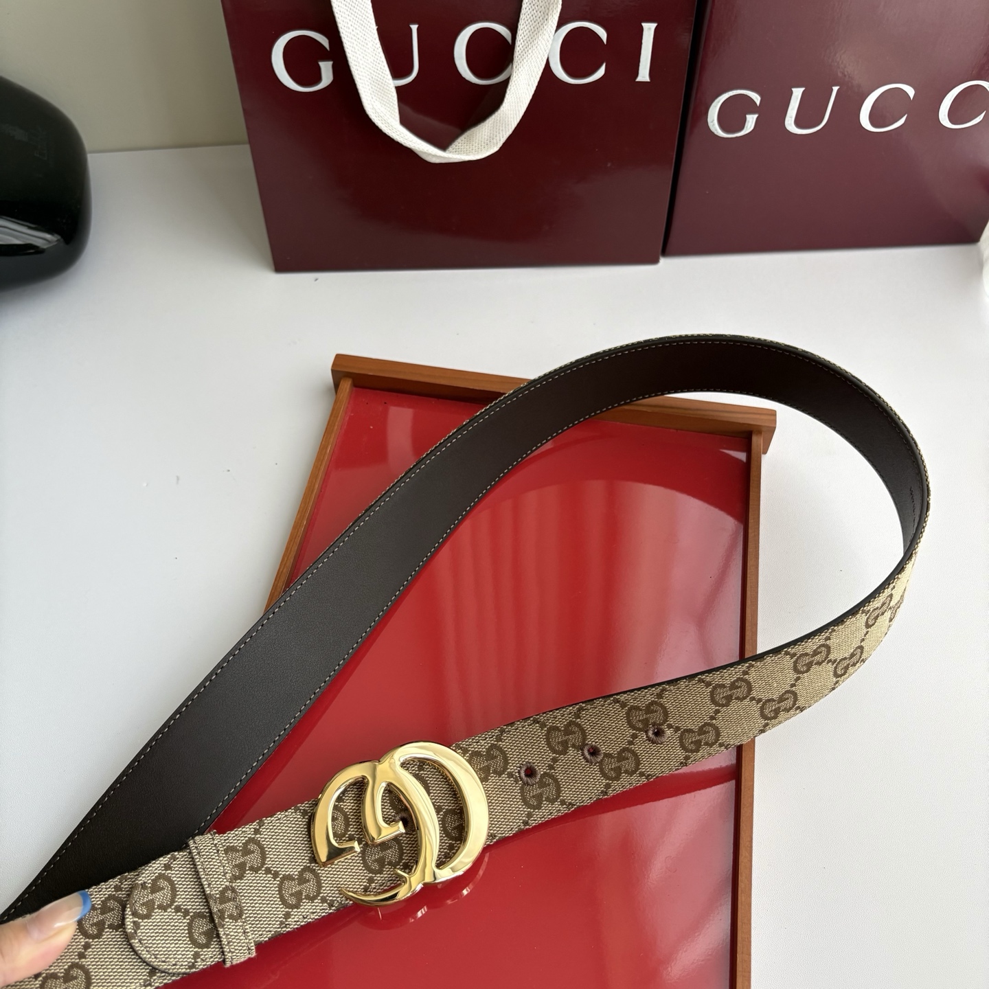 Gucci 经典原单品质，印花织布面搭配原版平纹底，精品铜扣，精工制作，细节看图，实物拍摄，高端奢华，宽度4.0cm