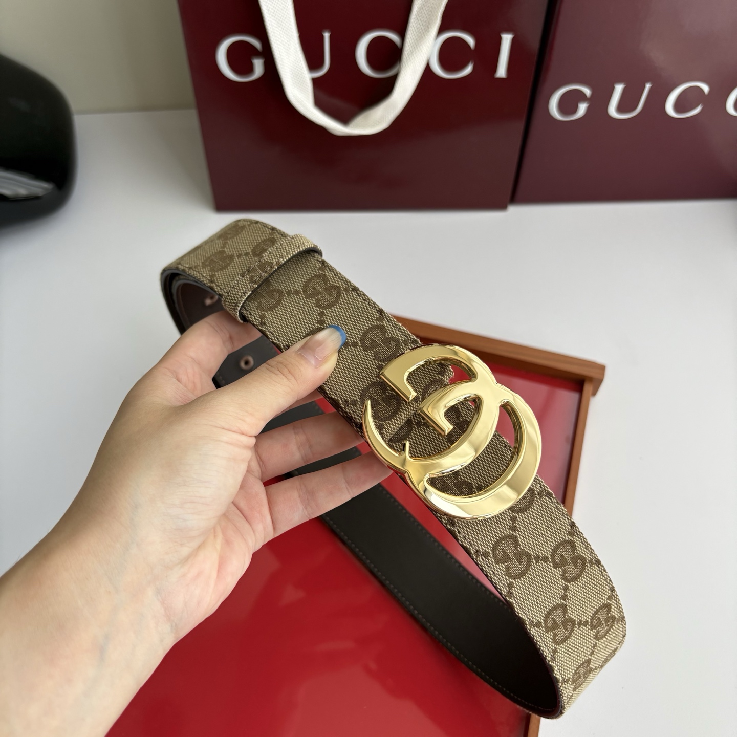 Gucci 经典原单品质，印花织布面搭配原版平纹底，精品铜扣，精工制作，细节看图，实物拍摄，高端奢华，宽度4.0cm