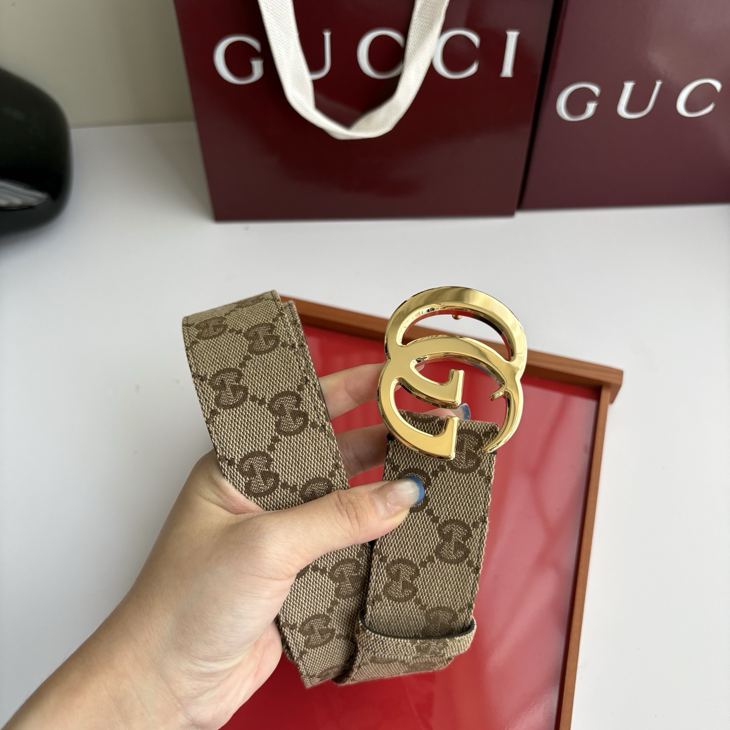 Gucci 经典原单品质，印花织布面搭配原版平纹底，精品铜扣，精工制作，细节看图，实物拍摄，高端奢华，宽度4.0cm