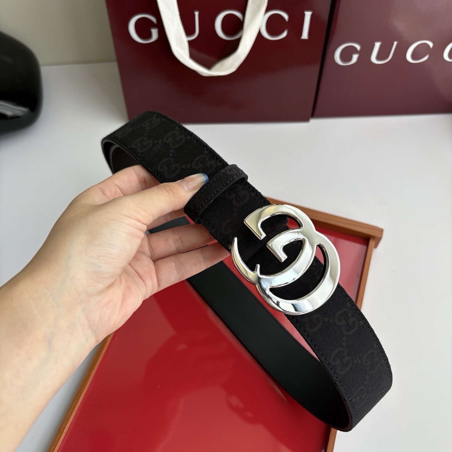 Gucci 经典原单品质，印花织布面搭配原版平纹底，精品铜扣，精工制作，细节看图，实物拍摄，高端奢华，宽度4.0cm