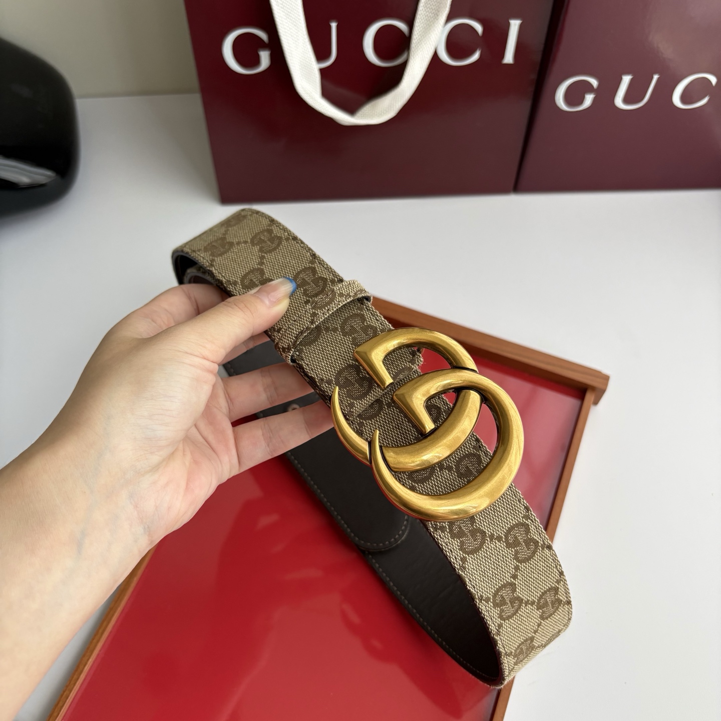 Gucci 经典原单品质，印花织布面搭配原版平纹底，精品铜扣，精工制作，细节看图，实物拍摄，高端奢华，宽度4.0cm