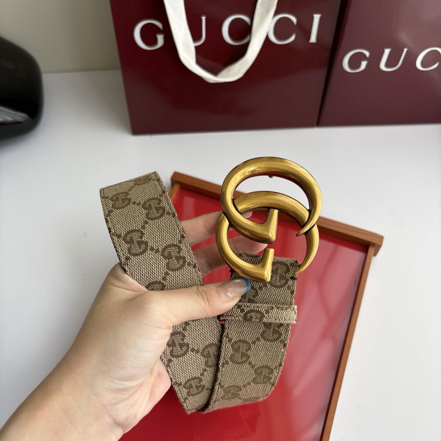 Gucci 经典原单品质，印花织布面搭配原版平纹底，精品铜扣，精工制作，细节看图，实物拍摄，高端奢华，宽度4.0cm