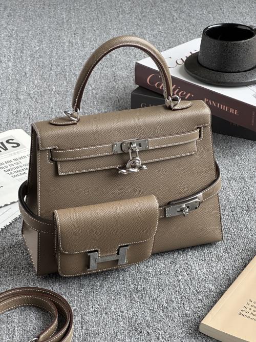 Kelly 25 Handbag in Elephant Gray with Matching Belt and Waist Bag 1 Kelly 25 Handbag in Elephant Gray with Matching Belt and Waist Bag