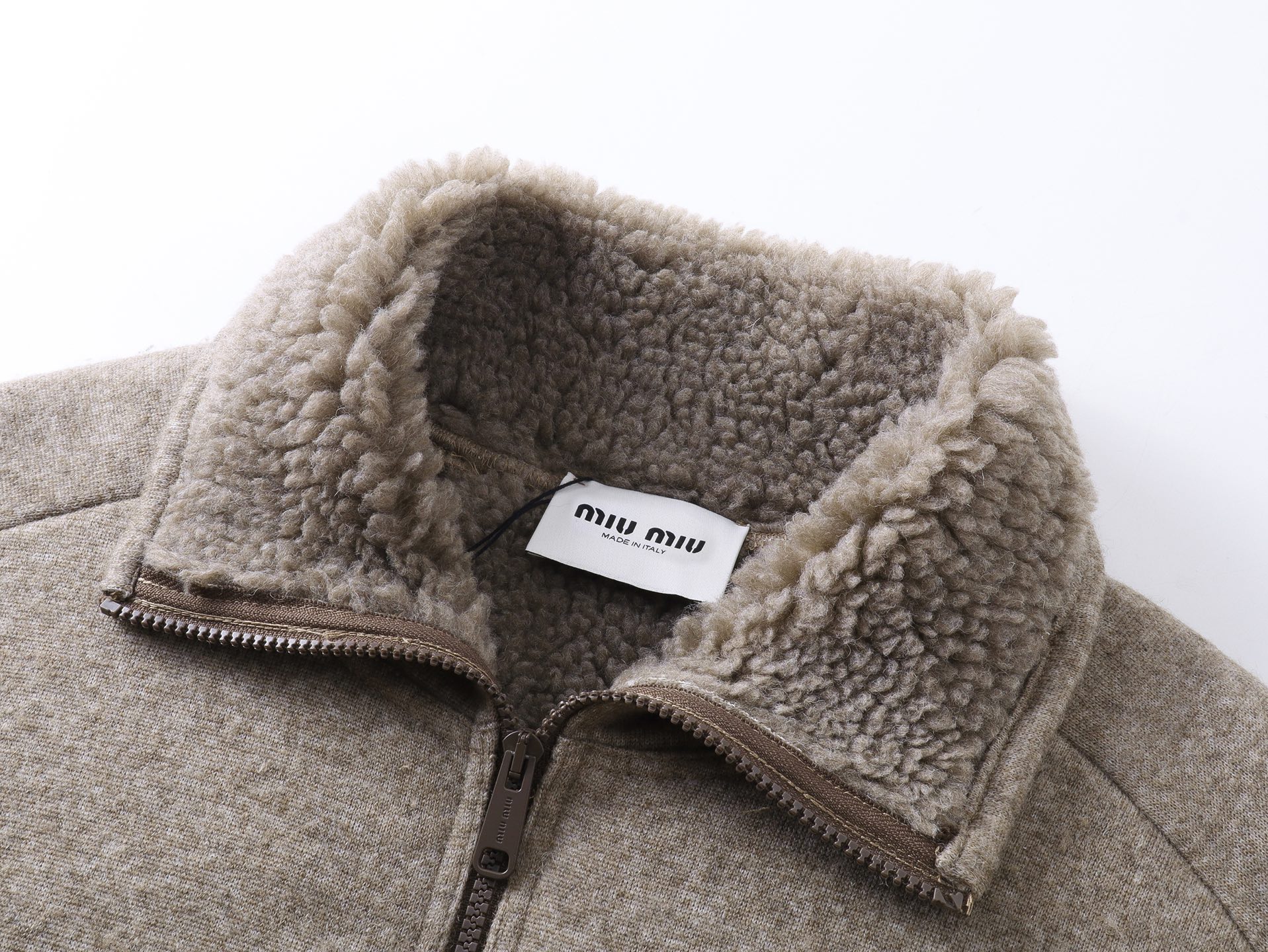 Miu Miu Women's Shearling Jacket Wool Blend Melange Brown Size 38 40 42 4 i1760514942747 361 0 8