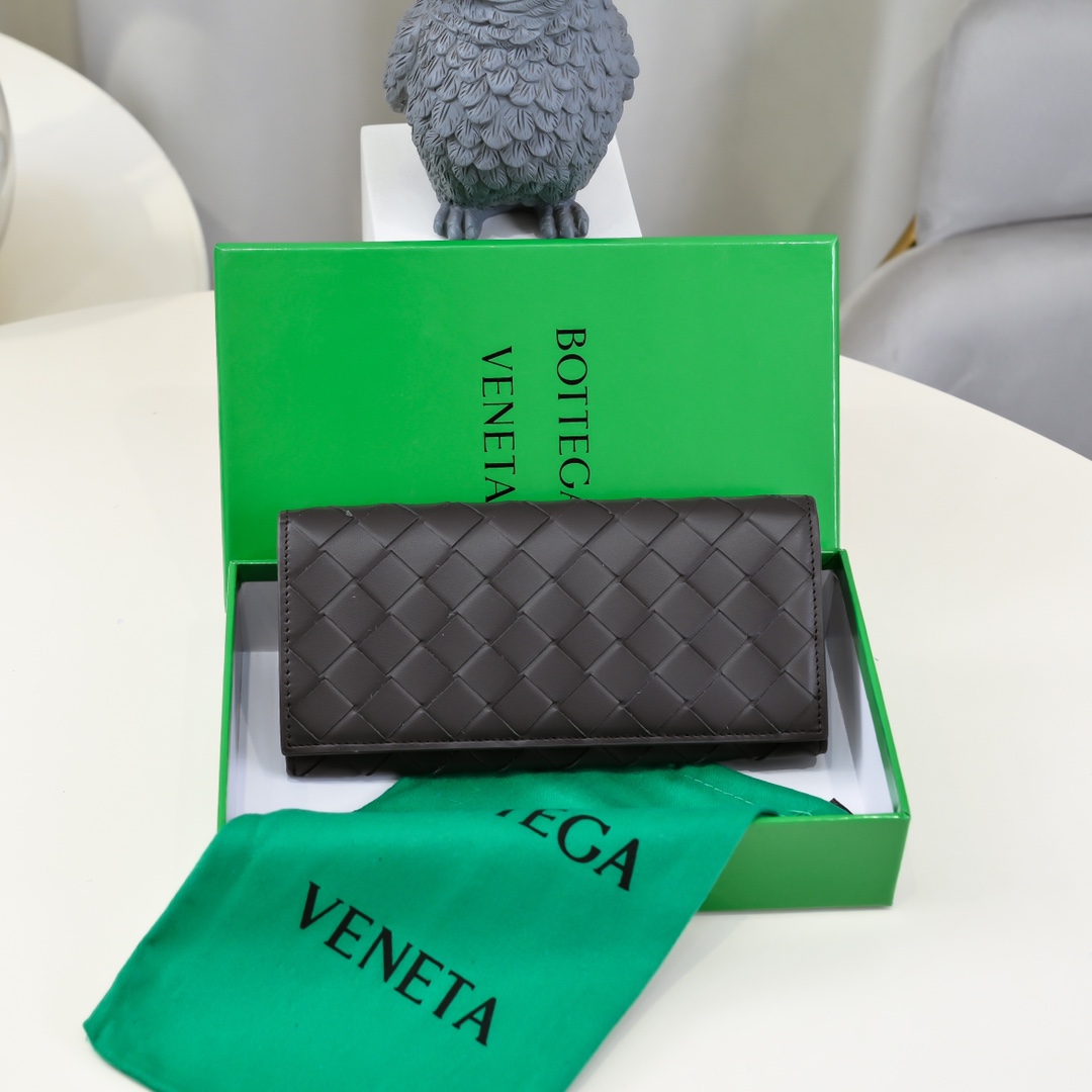 Bottega Veneta 編織牛皮革 長錢包 9卡位 按鈕開合