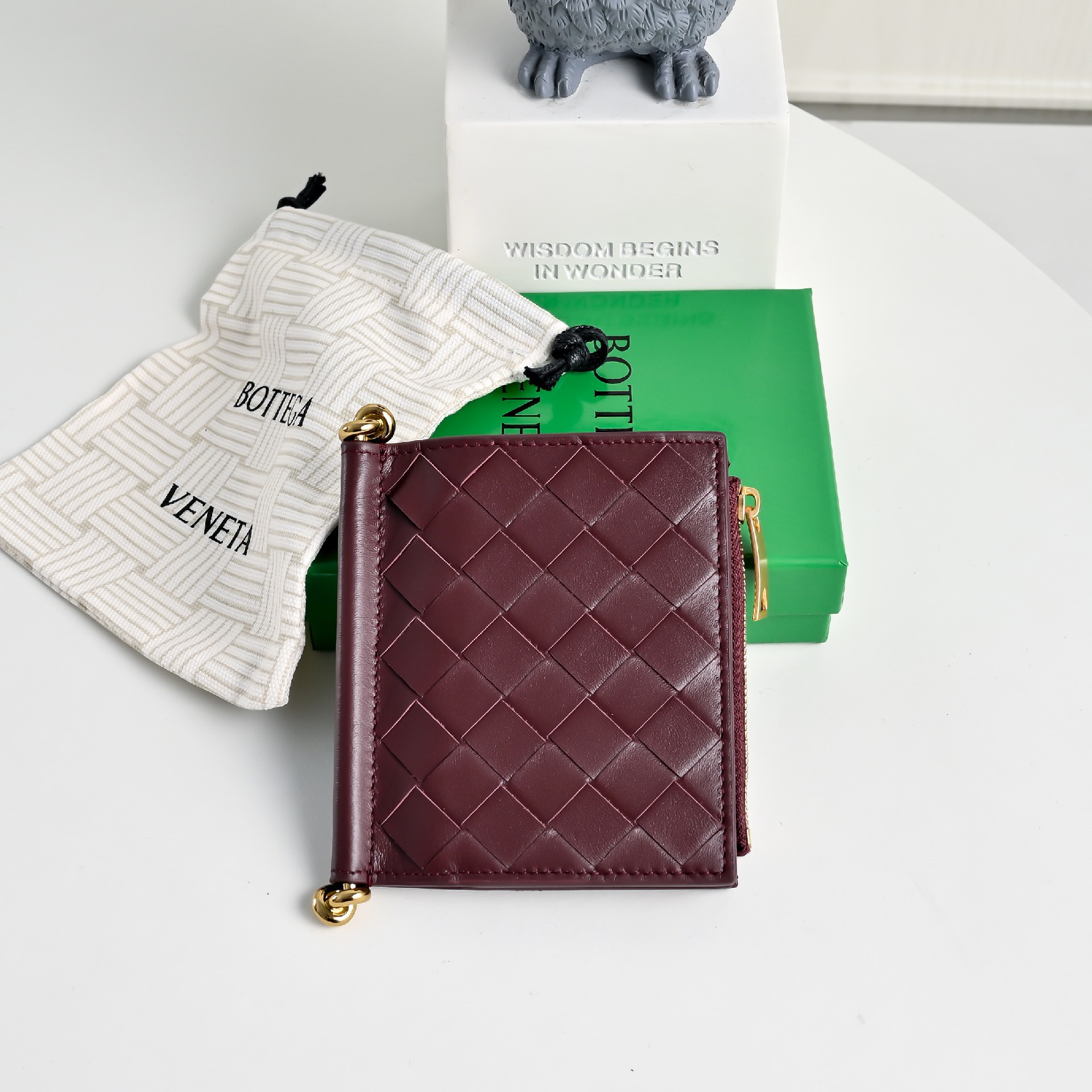 Bottega Veneta Intrecciato Nappa Leather Compact Wallet Snap Closure