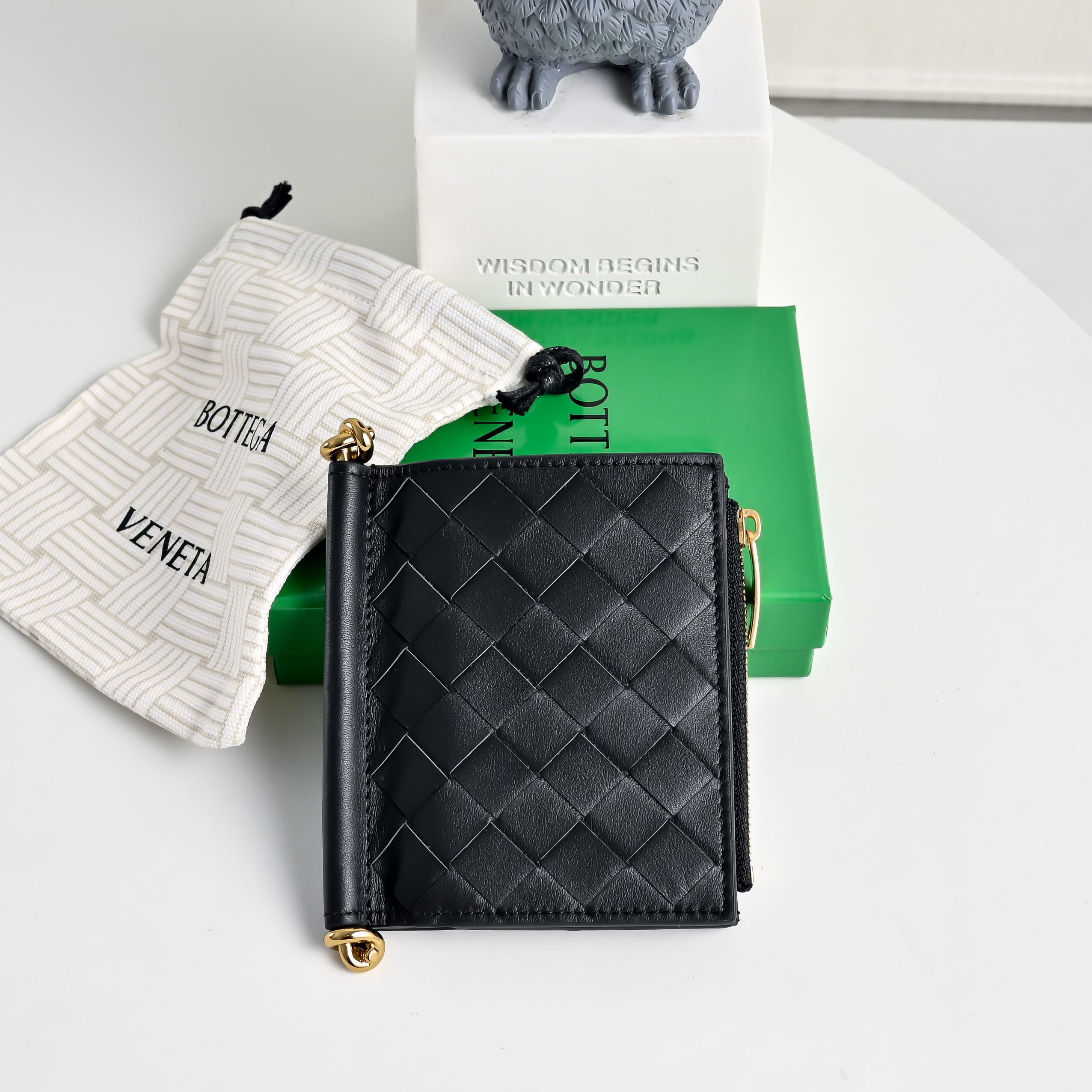 Bottega Veneta Intrecciato Nappa Leather Compact Wallet with Snap Closure