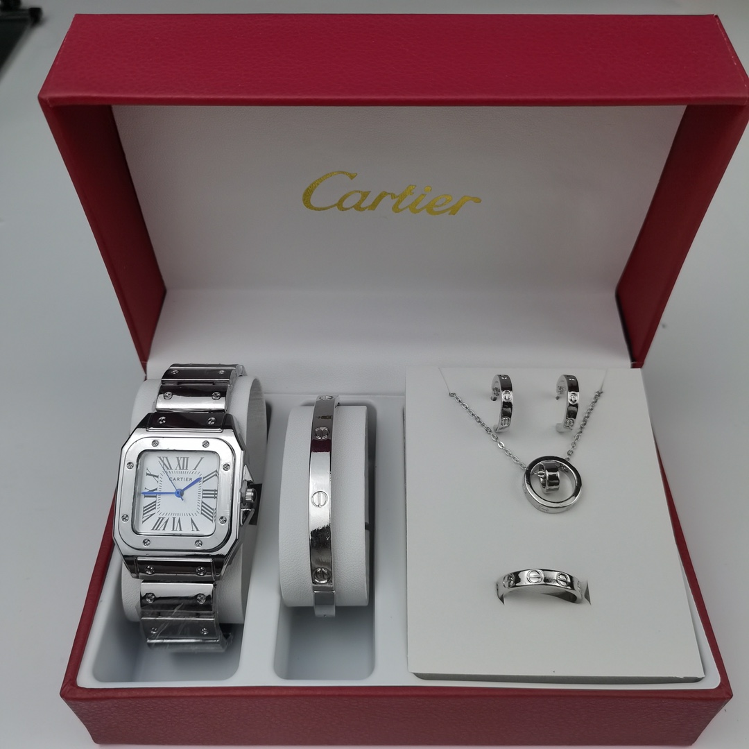 Cartier Five-Piece Flat-Link Stainless Steel Bracelet - Comprehensive