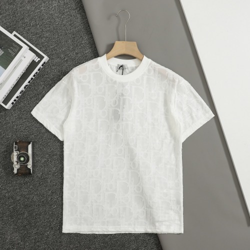 Dior CD Logo Jacquard T-Shirt, Retro Inspired, Unisex Fit, White Color