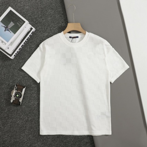 Louis Vuitton Men's White Checkered Jacquard T-Shirt - Premium Quality
