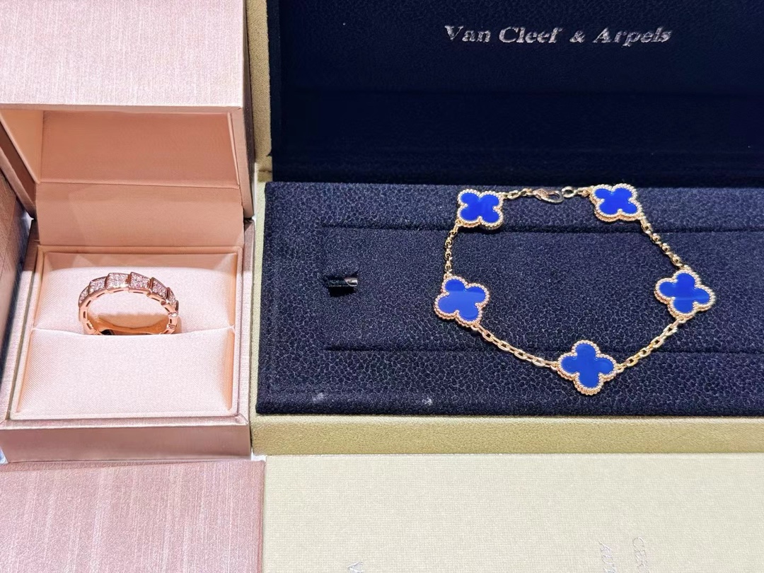 Van Cleef & Arpels VCA 18k蓝五花手链/