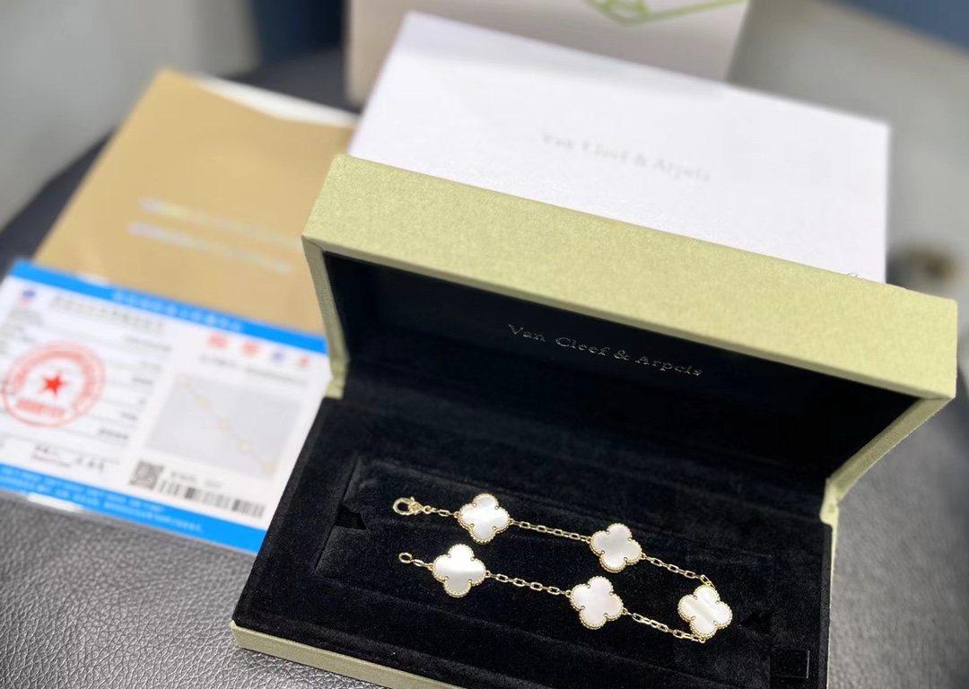 Van Cleef & Arpels 18K VCA五花白贝母手链