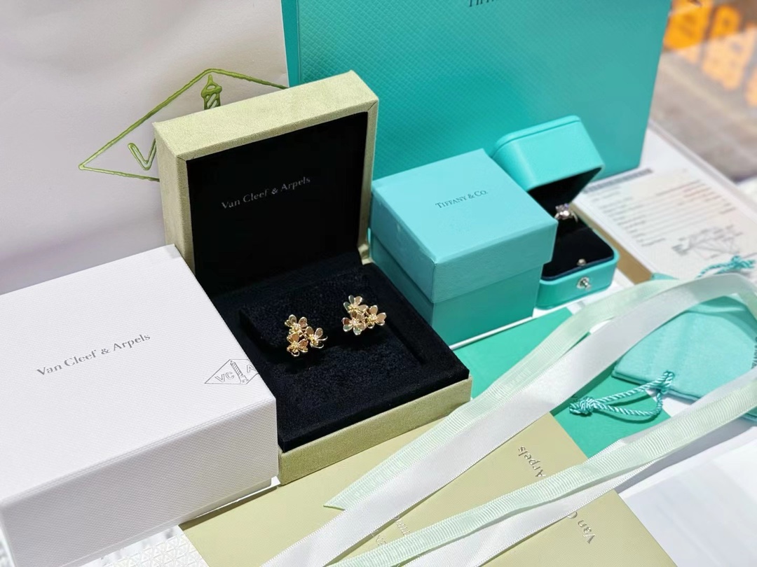 Van Cleef & Arpels 18K 钻石 VCA三花耳拍