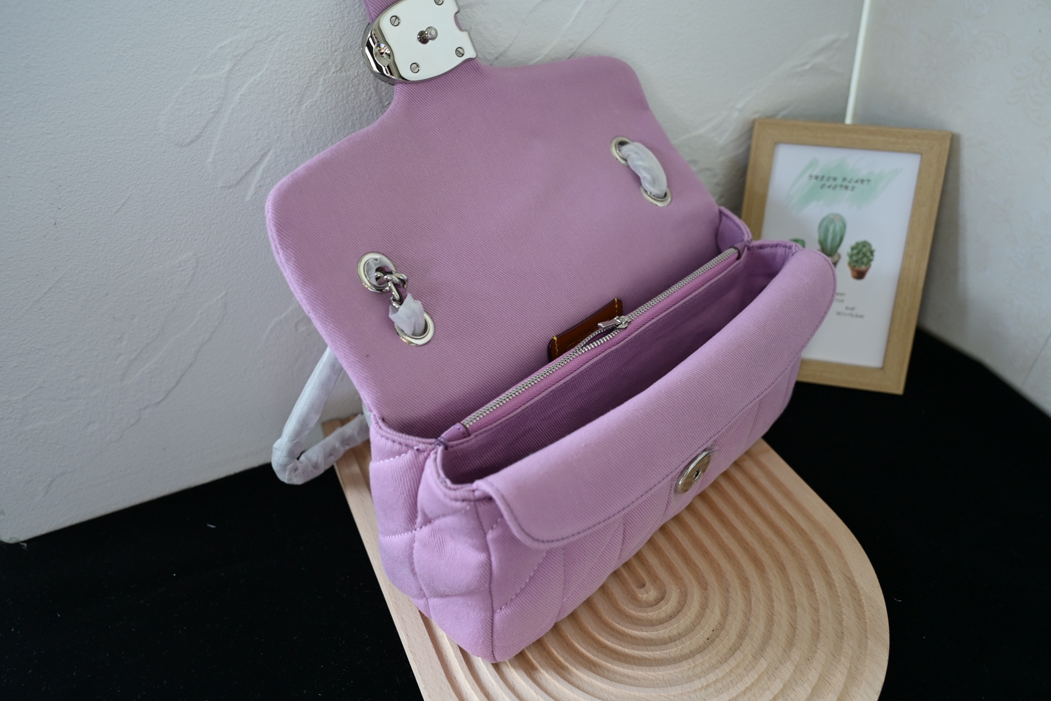 TABBY レディース菱格丹宁布料斜挿包 - おしゃれな酒神デザイン