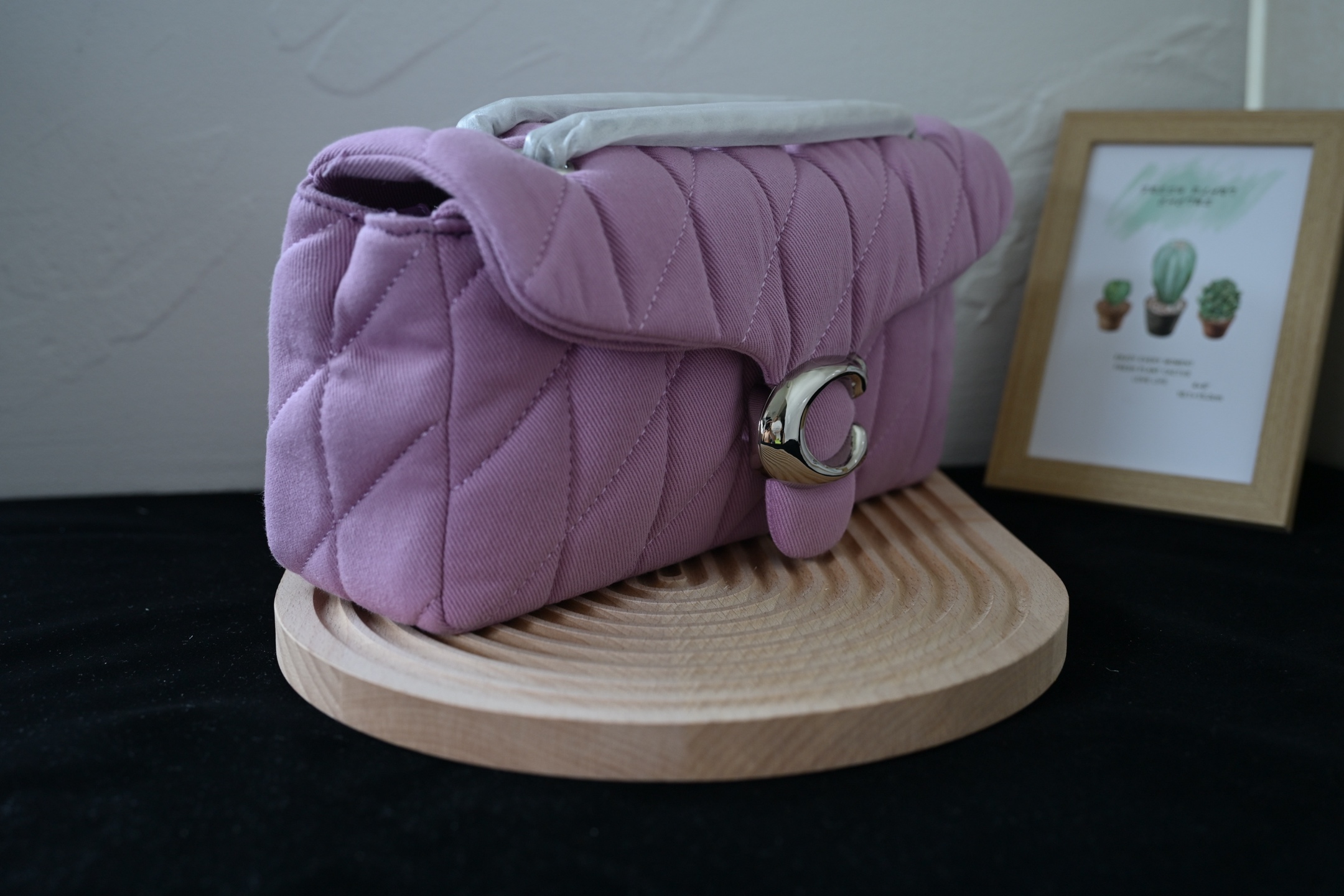 TABBY レディース菱格丹宁布料斜挿包 - おしゃれな酒神デザイン