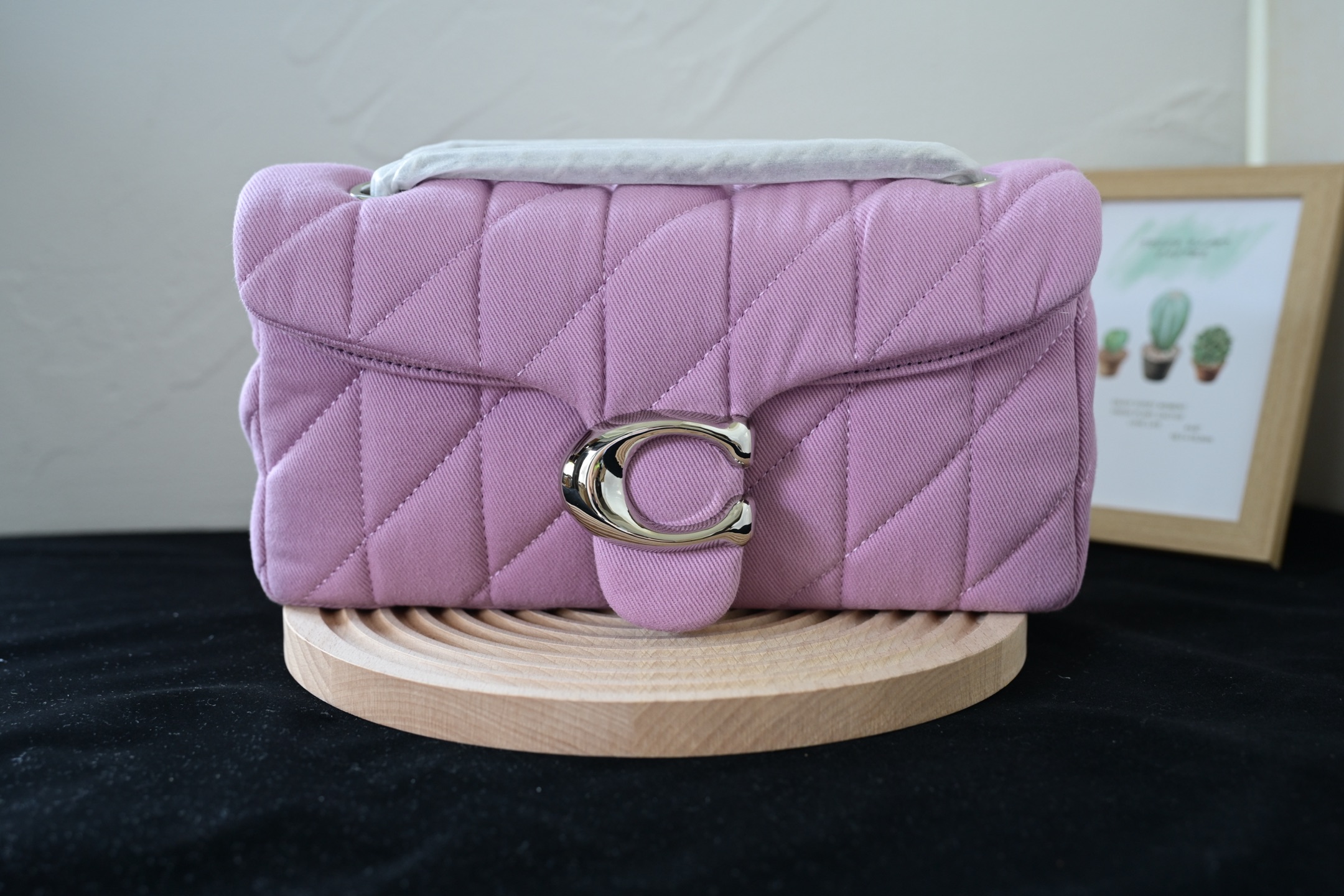 TABBY レディース菱格丹宁布料斜挿包 - おしゃれな酒神デザイン