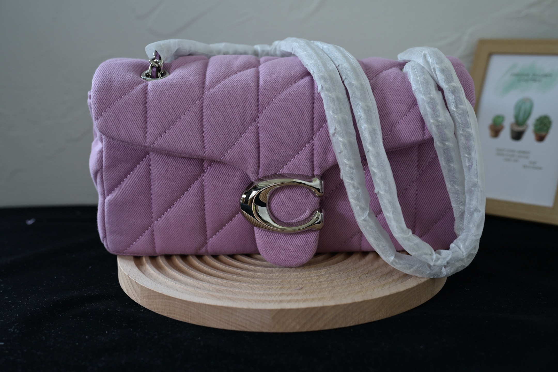 TABBY レディース菱格丹宁布料斜挿包 - おしゃれな酒神デザイン