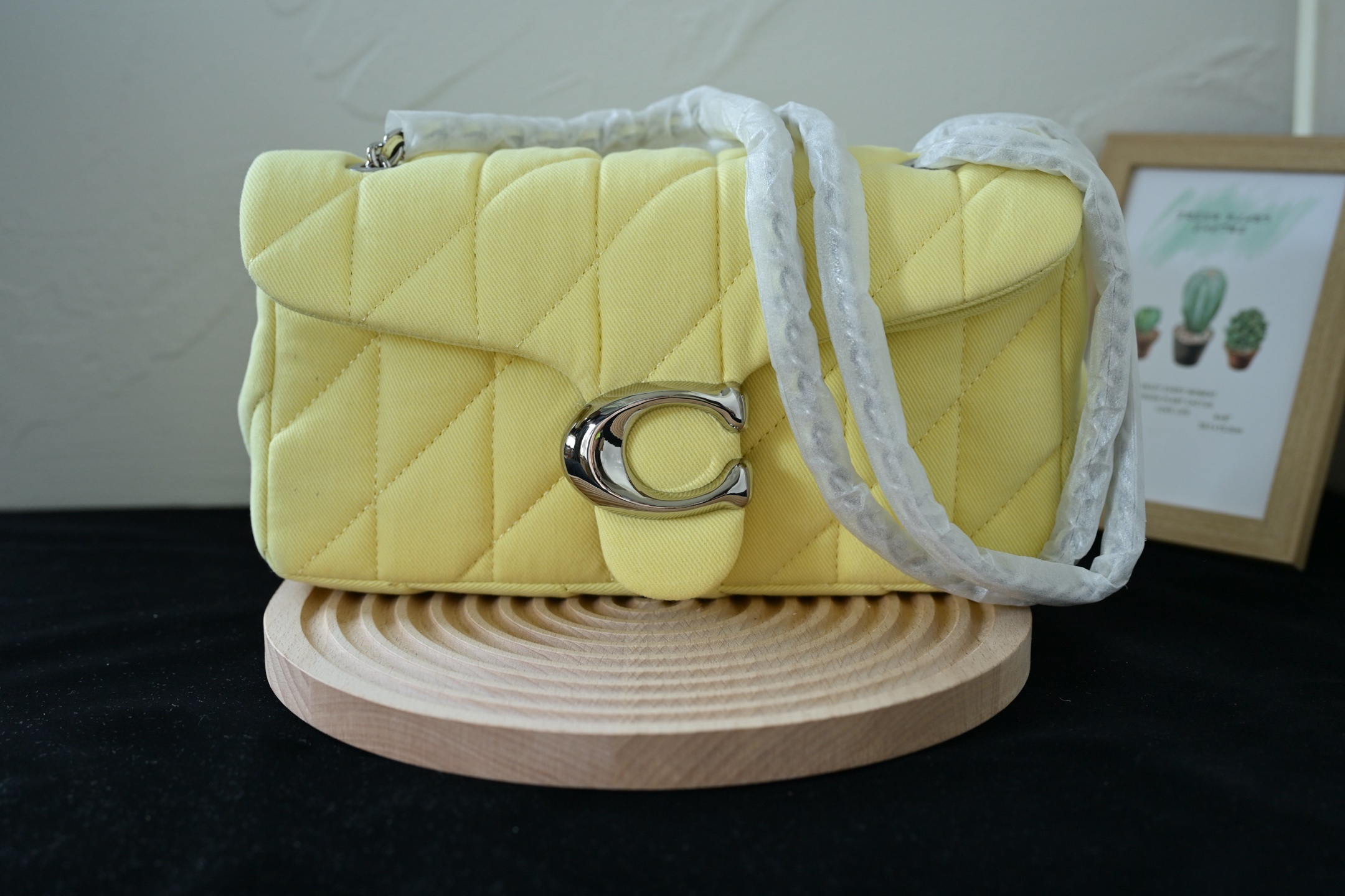 TABBY レディース 菱格丹宁布料 縫い酒神デニム ショルダーバッグ