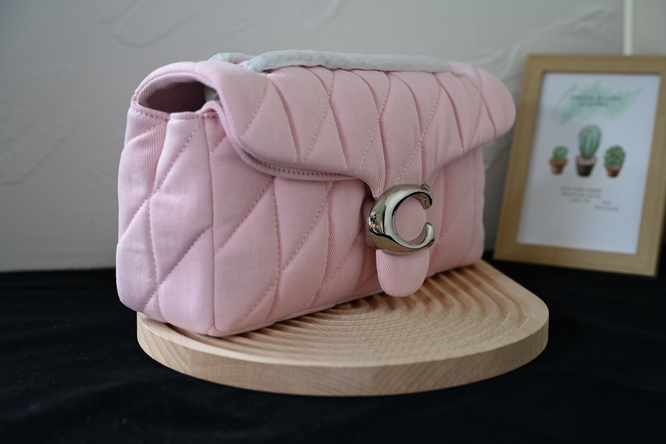 TABBY レディース 菱格丹宁布料 縫い酒神デニム ショルダーバッグ