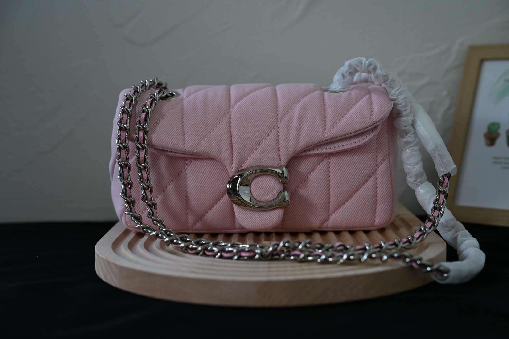 新作 TABBY 女士菱格丹宁布料 酒神牛仔布斜挎包