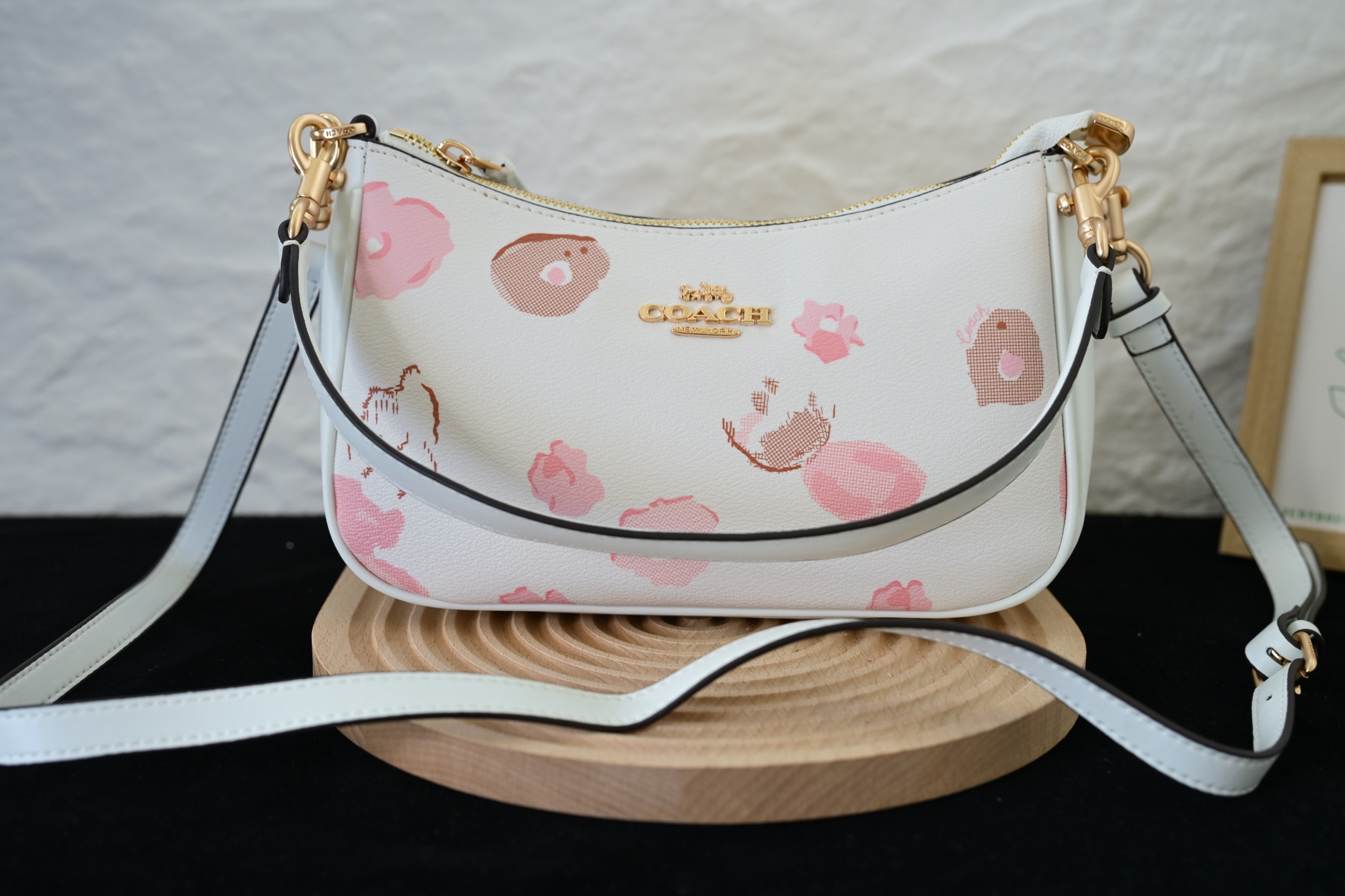 COACH CR746 classic logo TERI single shoulder bag made of PVC and leather, versatile and durable. Spacious enough for daily needs, with metal hardware and adjustable shoulder strap for hand or shoulder carry. Dimensions: 24.5cm (L) x 15.5cm (H) x 7.5cm (W). Color is versatile and stylish. image 1