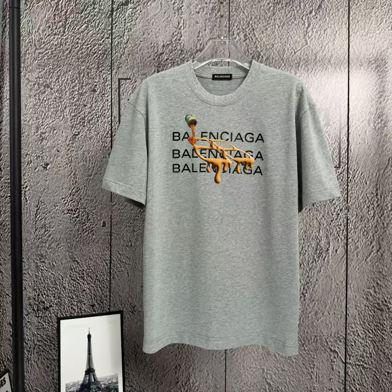 P75 𝙉𝙚𝙬⚜️París》 Camiseta de manga corta nueva de primavera/verano 2026, algodón puro pesado con silicona en relieve …