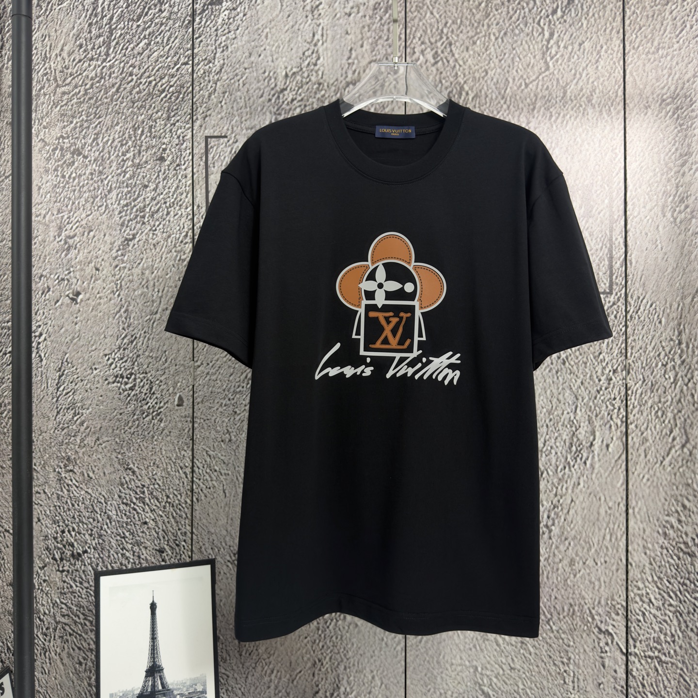 P80 𝙉𝙚𝙬⚜️LV Louis》 2026 primavera y verano nueva camiseta de manga corta algodón puro pesado patchwork laminado cuer…