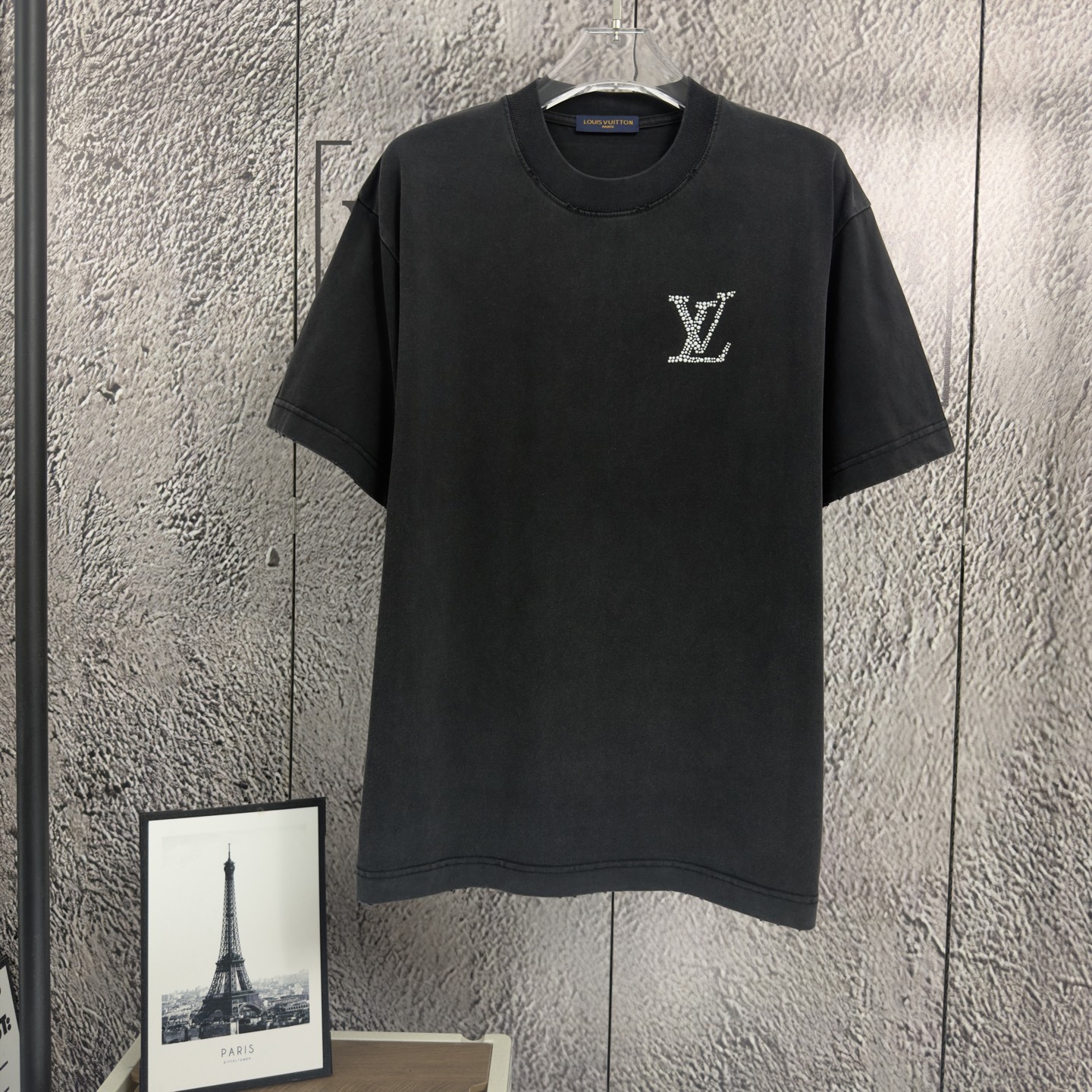 P85 𝙉𝙚𝙬⚜️LV Louis》 2026 primavera y verano nueva camiseta de manga corta algodón puro pesado lentejuelas lavadas y d…