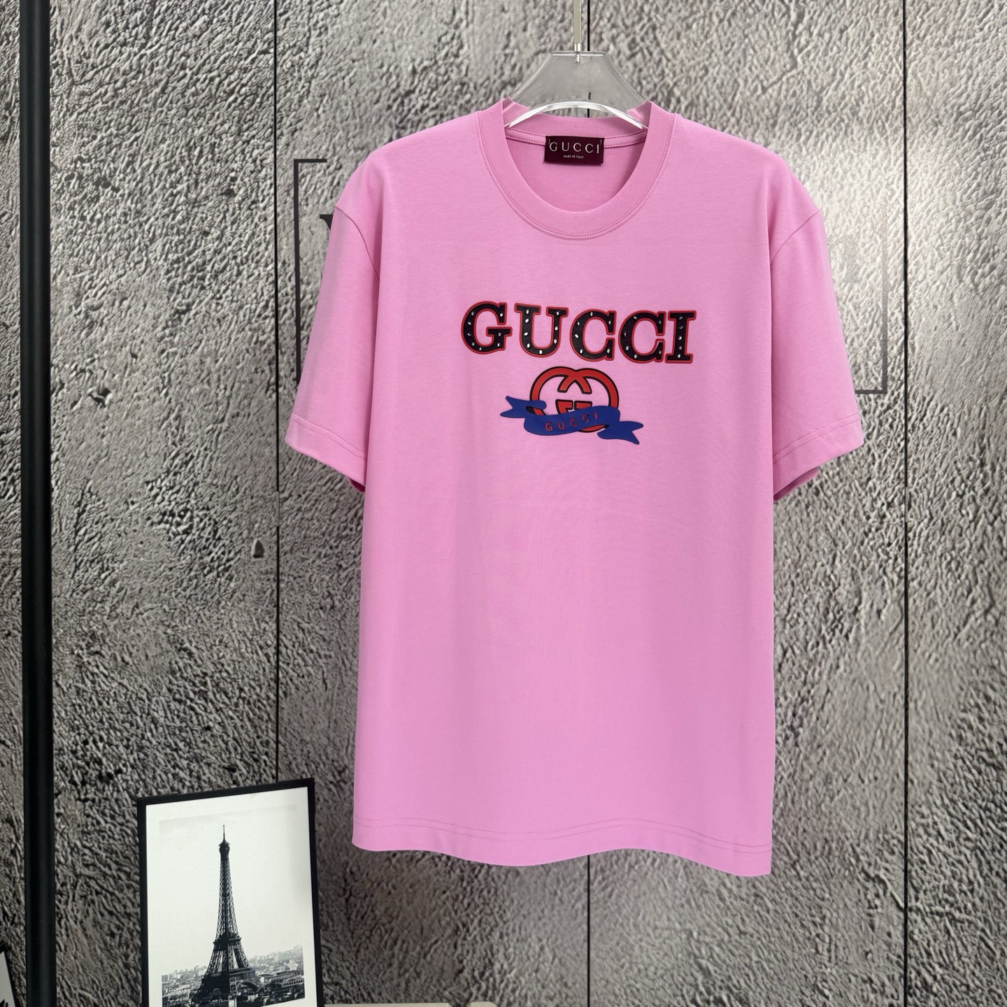 @90《𝙉𝙚𝙬⚜️Gucci》 Camiseta de manga corta nueva para primavera/verano 2026, algodón pesado, pedrería termoadhesiva, ef…