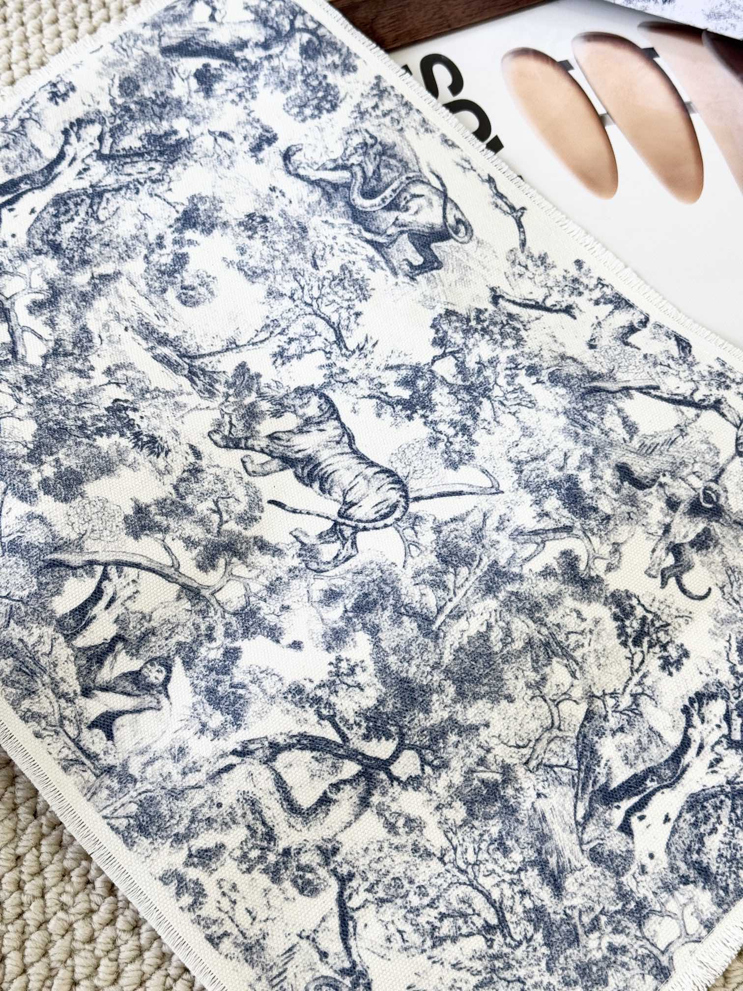 Summer Toile de Jouy Print Placemat featuring a classical ink-wash aesth - Comprehensive 2