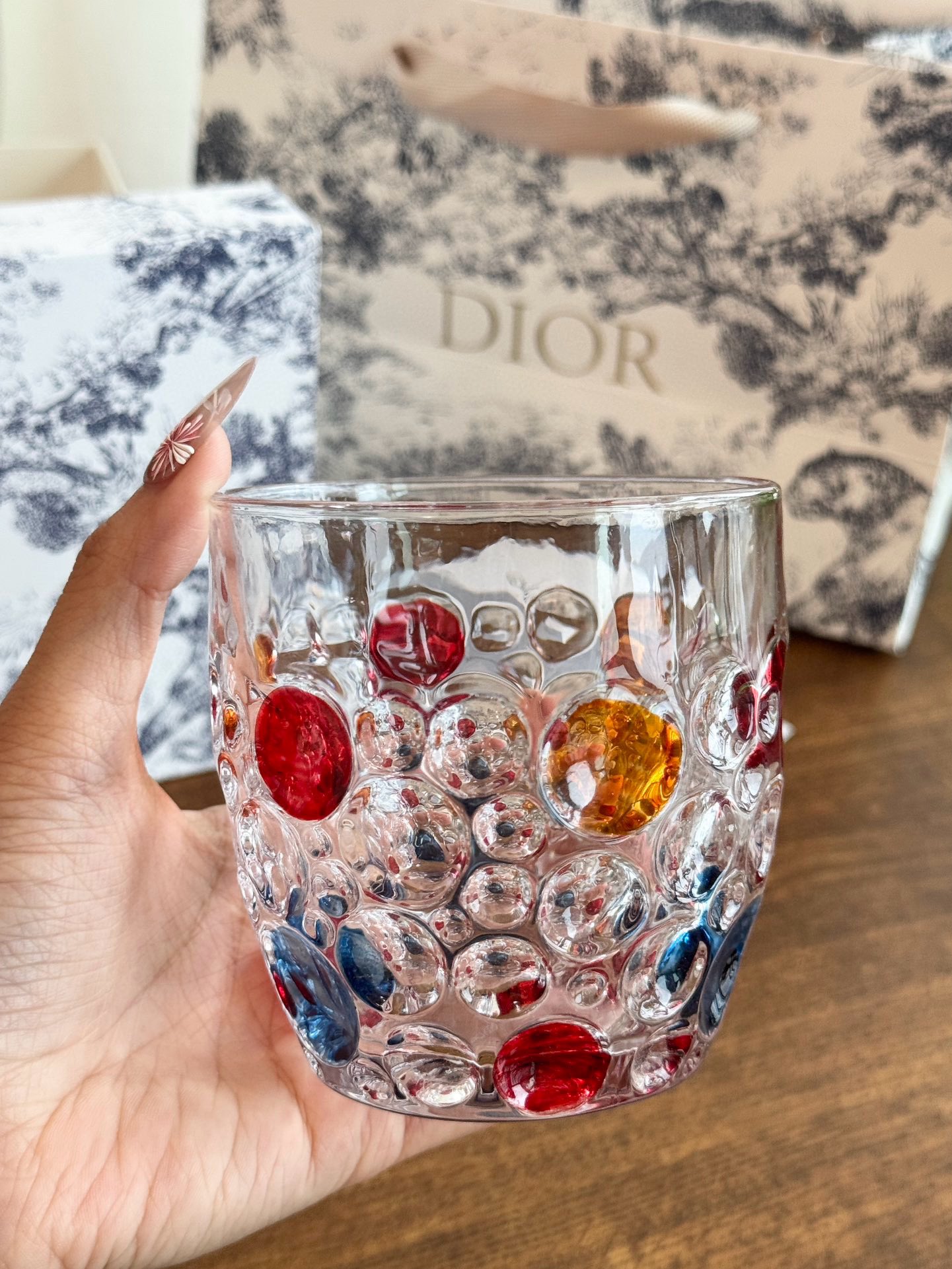 Dior Multicolor Dots Tumbler, Hand-Painted Crystal Glass, Home Decor 3 i1741028227 4408 1