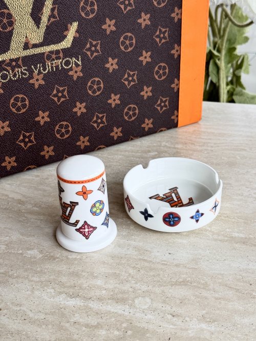 Louis Vuitton Ashtray and Toothpick Holder Set - Luxury Home Decor 1 Louis Vuitton Ashtray and Toothpick Holder Set - Luxury Home Decor