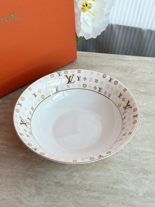 Louis Vuitton Monogram Fine Porcelain Bowl with Gold Rim 1 Louis Vuitton Monogram Fine Porcelain Bowl with Gold Rim