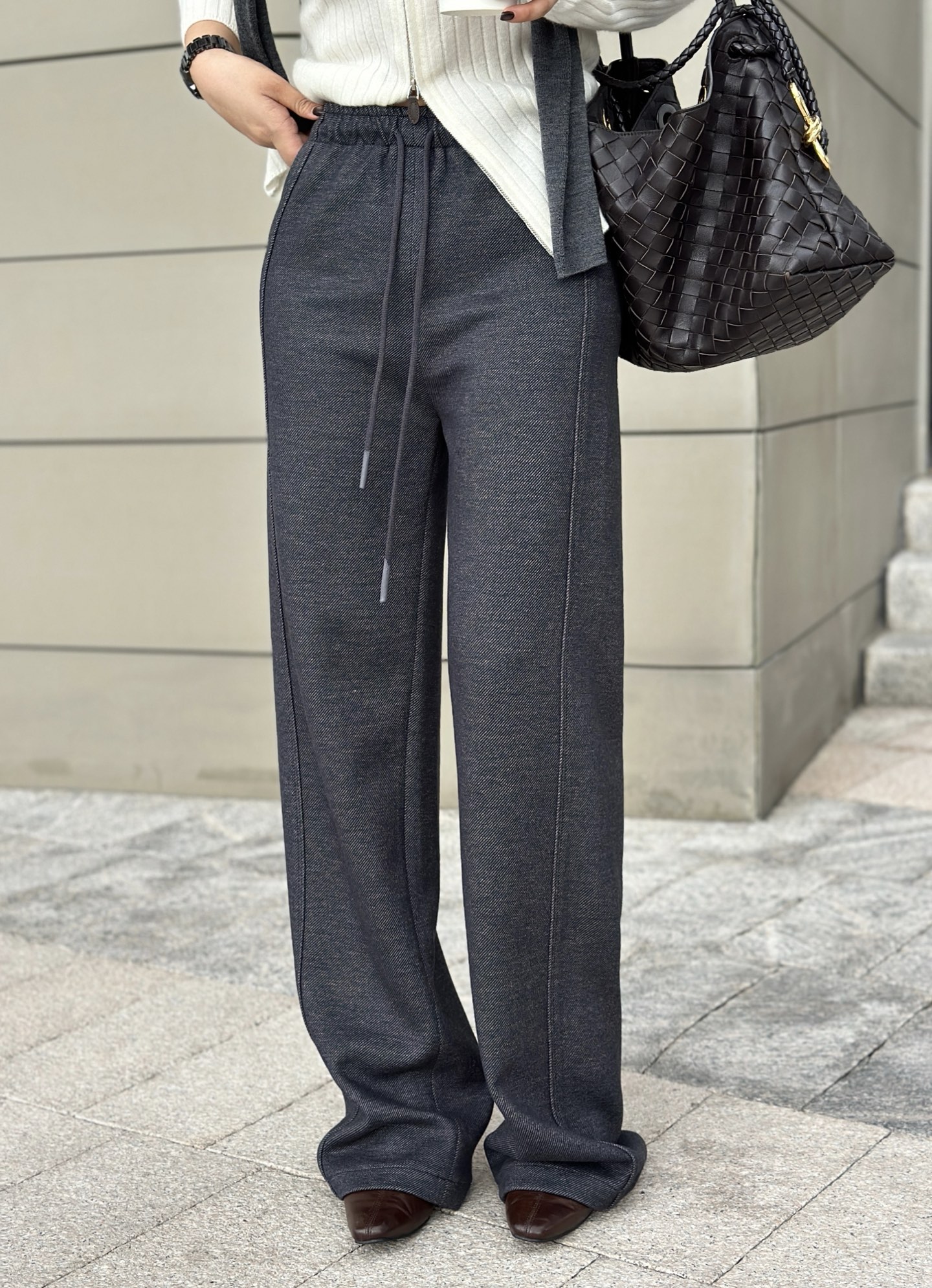 Wool Blend Elastic Waist Casual Long Pants - Soft, Warm, and Stylish