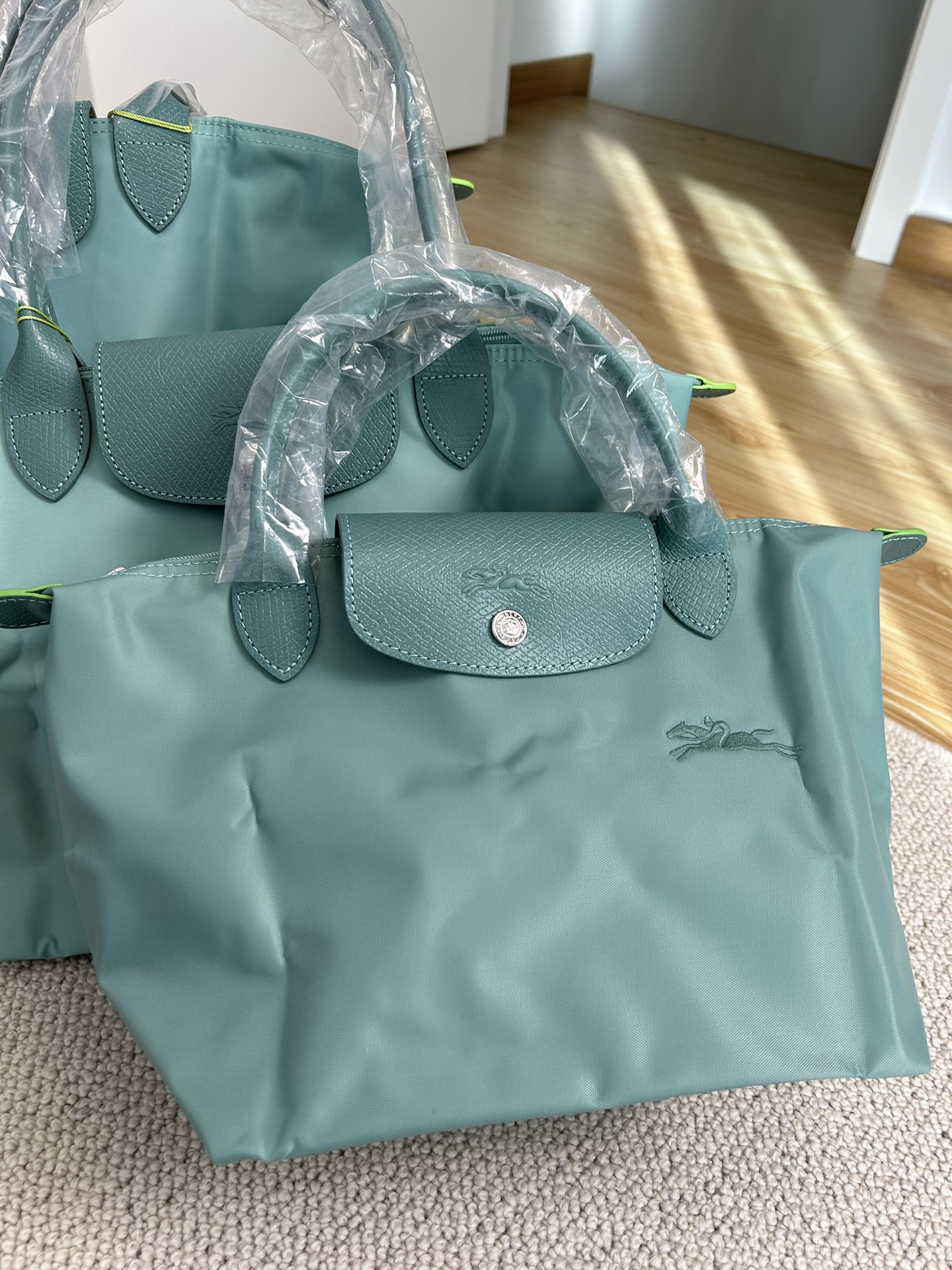 Longchamp ～湖蓝色，想起了丽江有名的蓝色湖，太美啦，这个蓝色太正了，很难得的颜色，新配色真的都