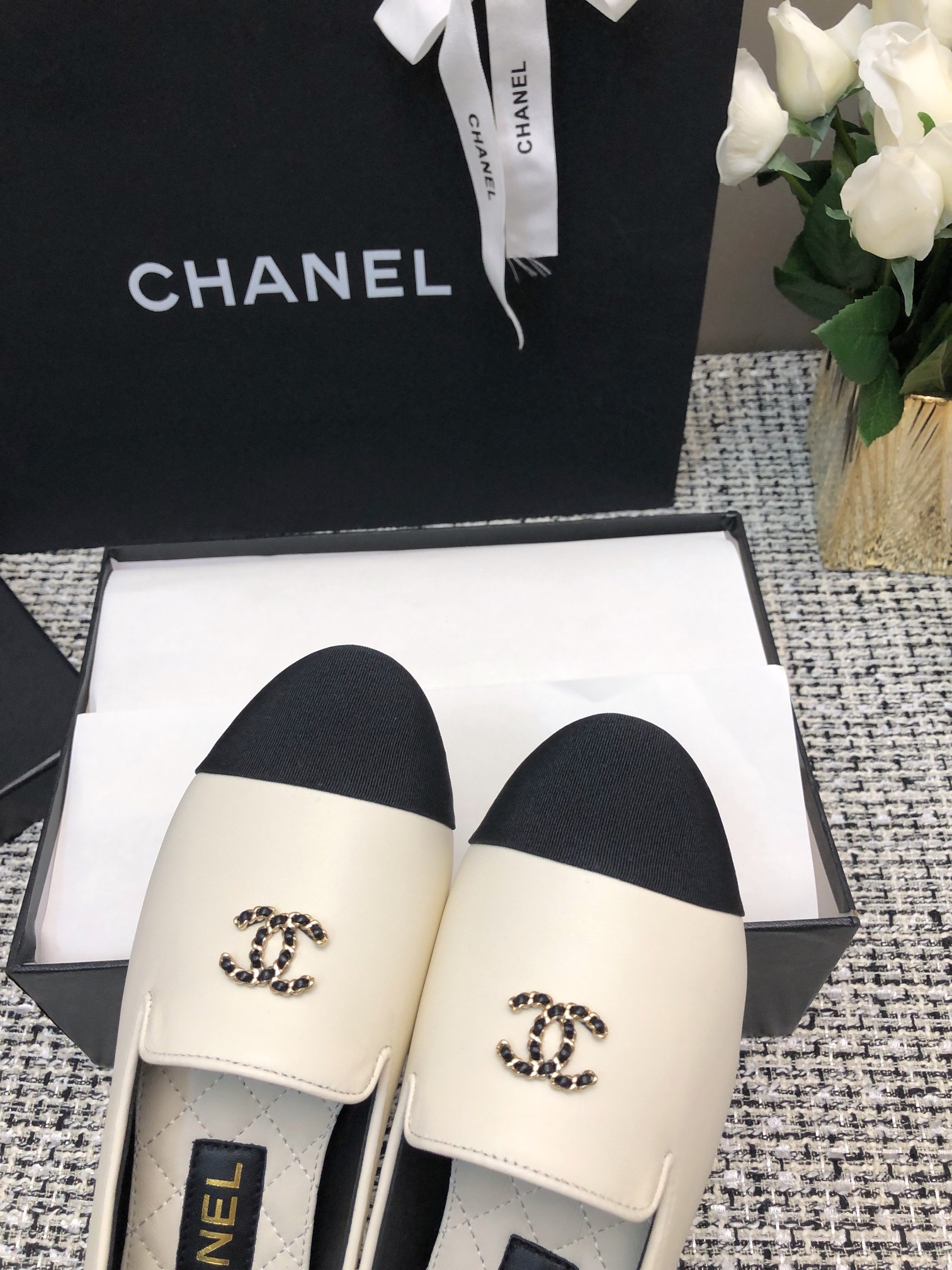 Chanel Women's 23c CC Loafers Lambskin Leather Dress Shoes 5 a1696762306019 2347