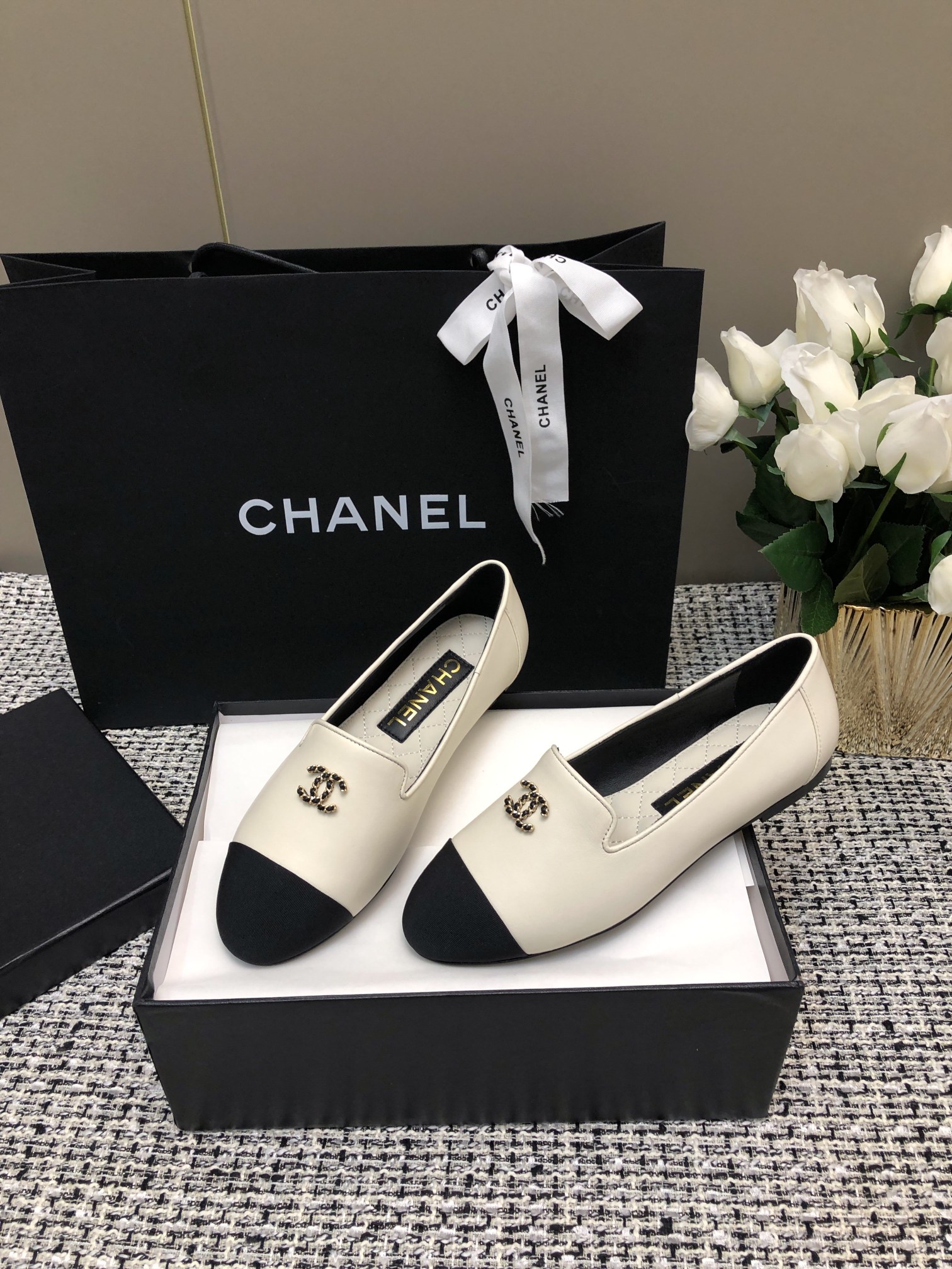 Chanel Women's 23c CC Loafers Lambskin Leather Dress Shoes 7 a1696762306300 3573