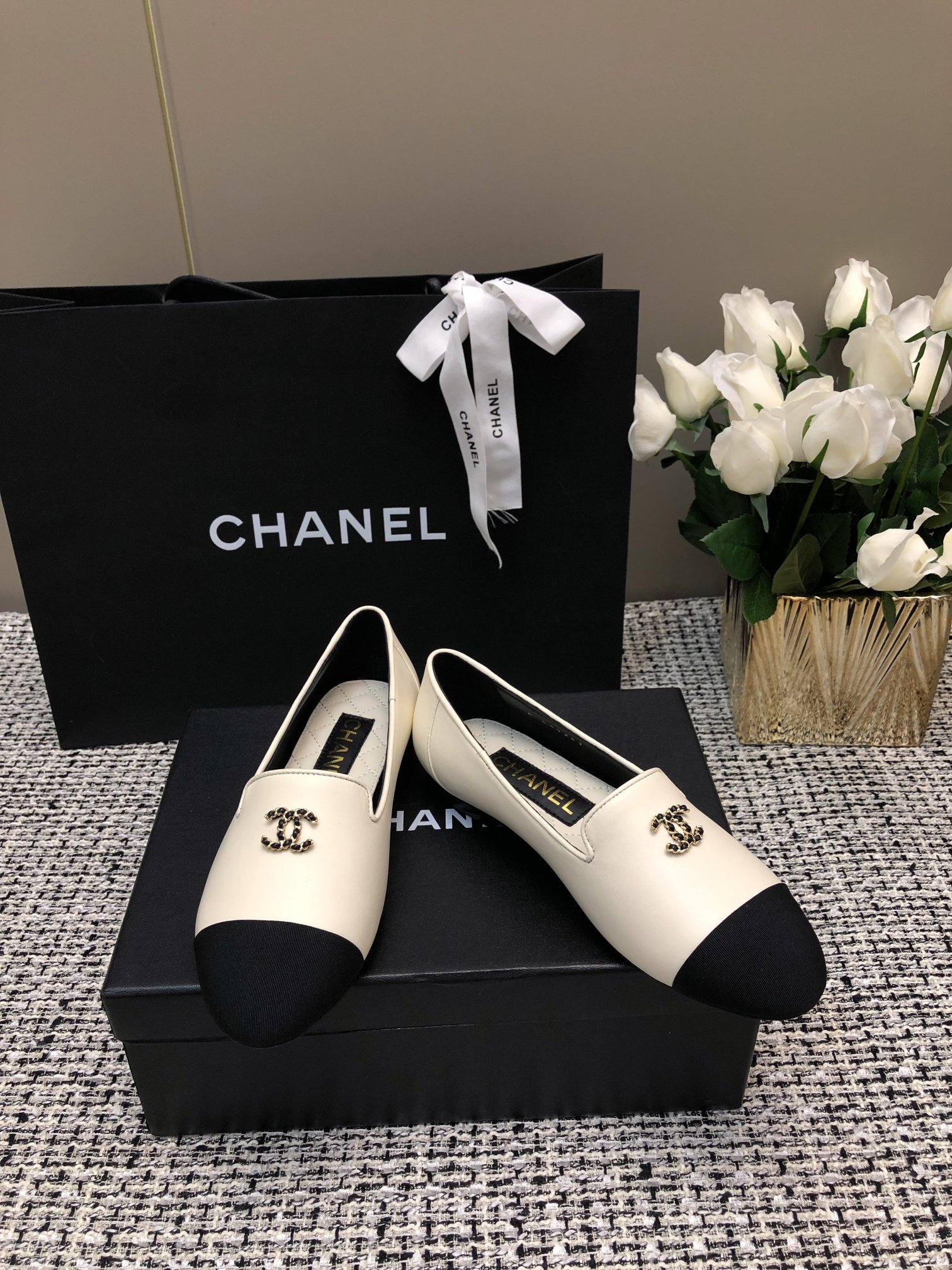 Chanel Women's 23c CC Loafers Lambskin Leather Dress Shoes 10 a1696762306614 7126