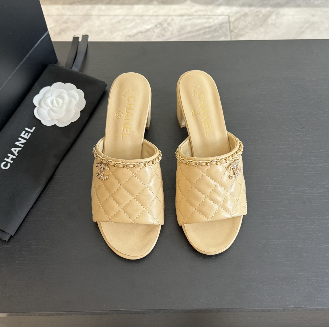 Chanel Shoes Slippers Shop the Best High Authentic Quality Replica
 Genuine Leather Lambskin Sheepskin Summer Collection Chains