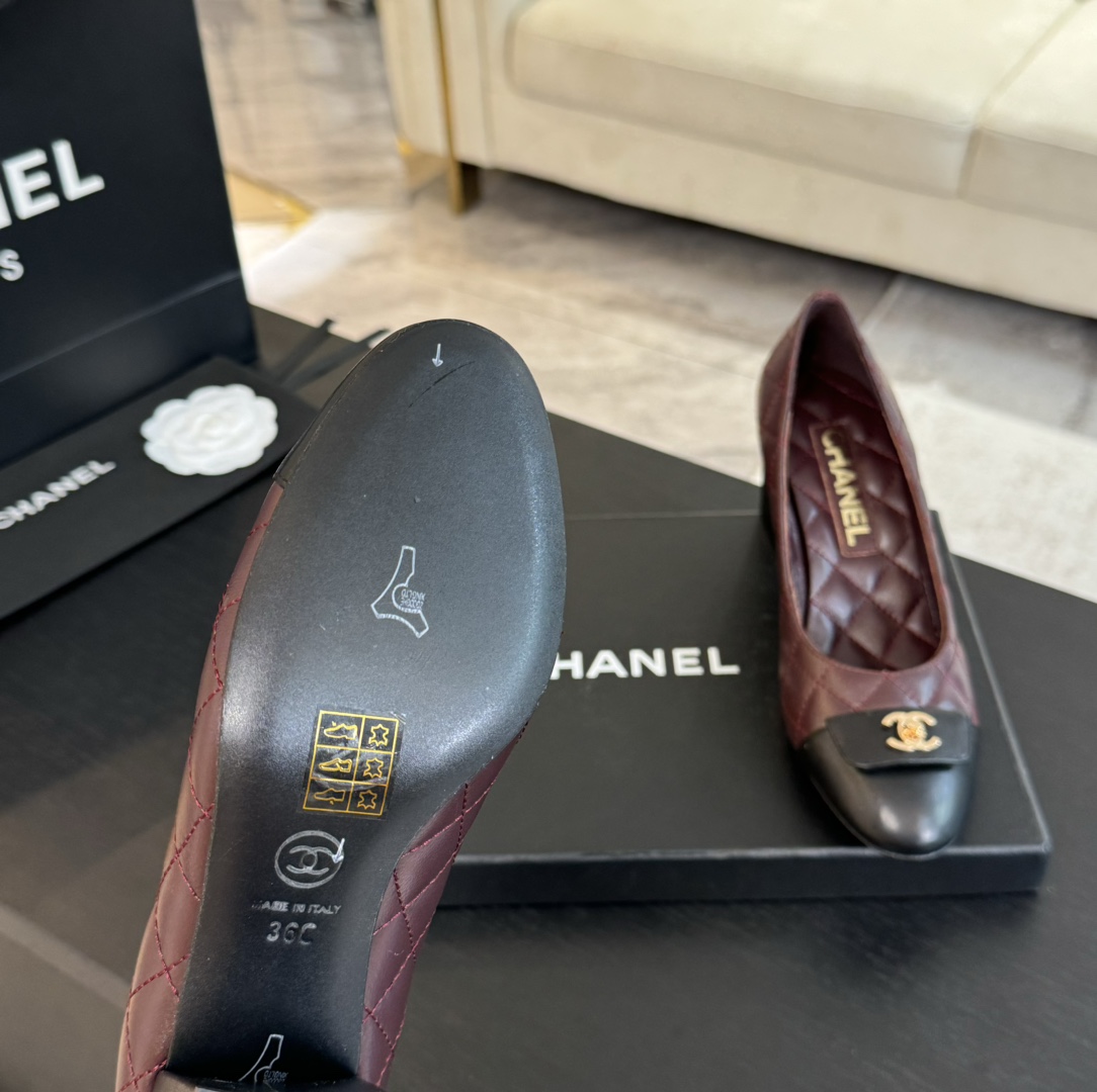 Chanel Quilted Leather Block Heel Pumps with CC Turn-Lock, Burgundy/Black 8 i1723188849 1924 0