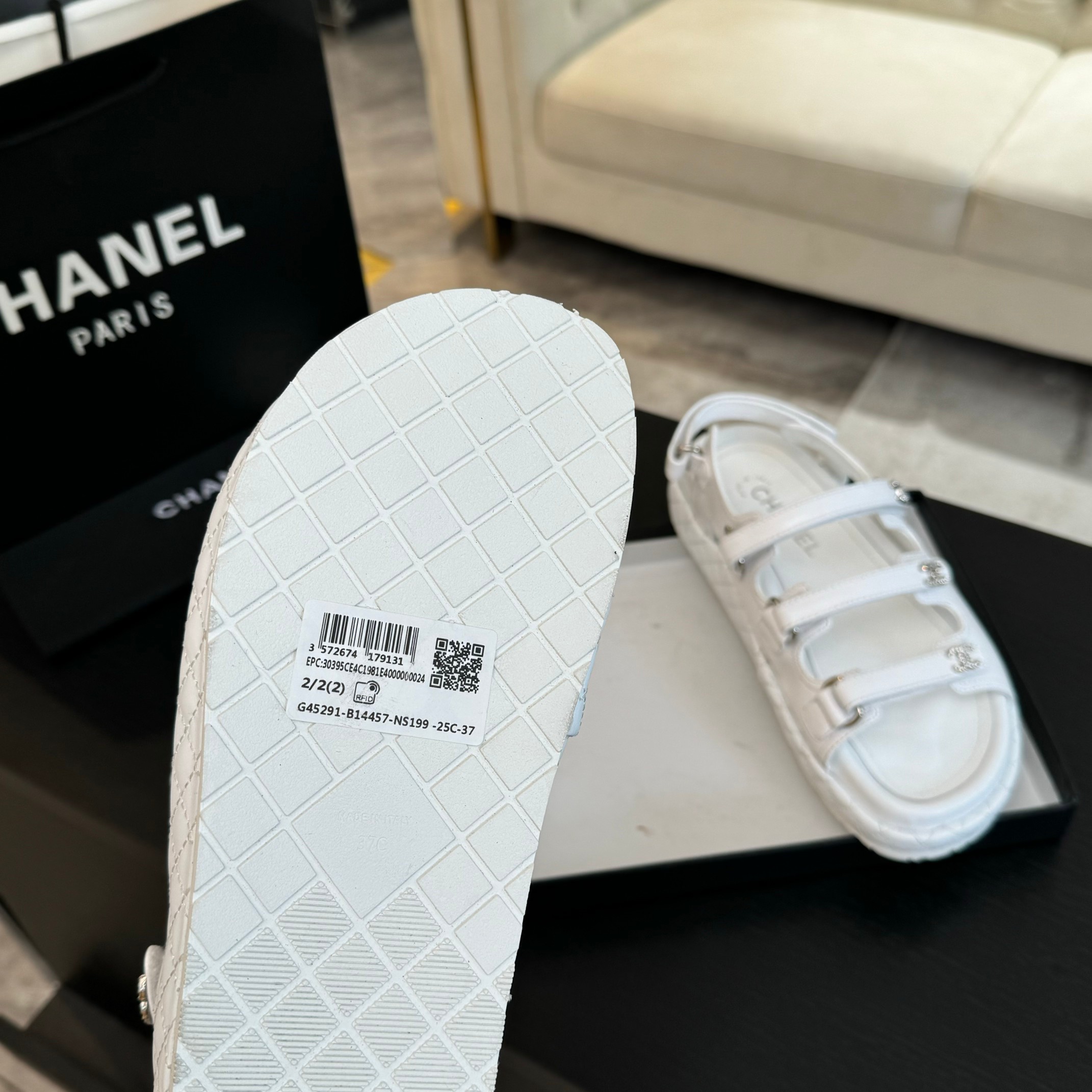 Chanel White Lambskin Beach Sandals With Velcro Straps for Women 4 a1734086055315 7262