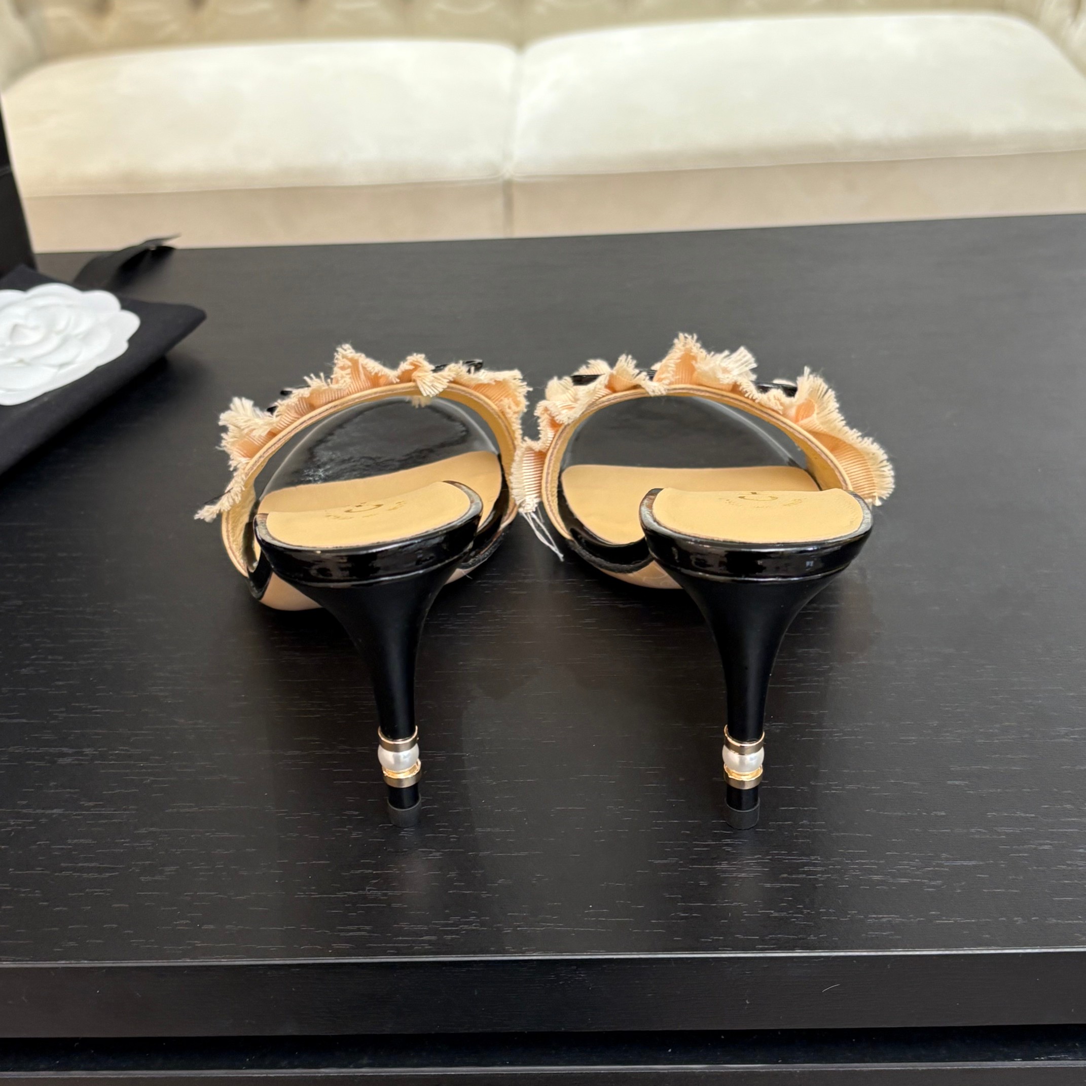 Chanel Women's Lace Heeled Sandals with Camellia Detail - Chic & Elegant 8 a1739689724823 0817